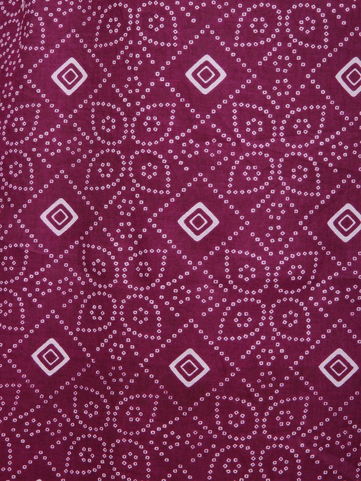 Soft Cotton Bandhani Straight Purple Kurta
