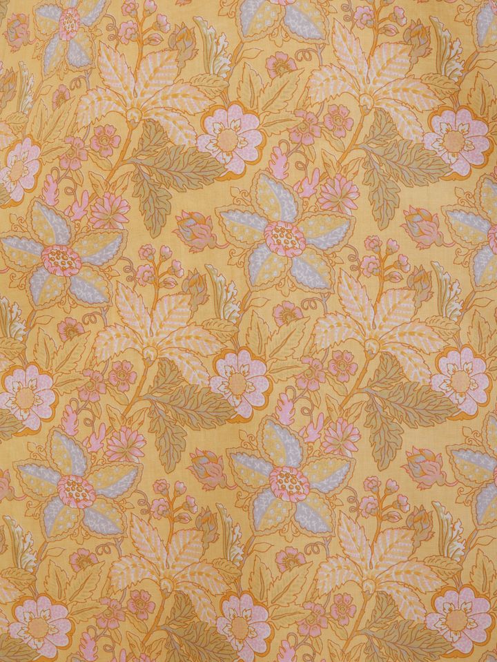 Soft Cotton Floral Straight Yellow Kurta