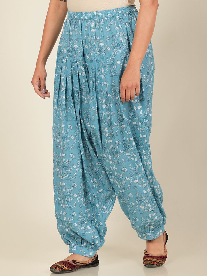 Soft Cotton Floral Blue Salwar