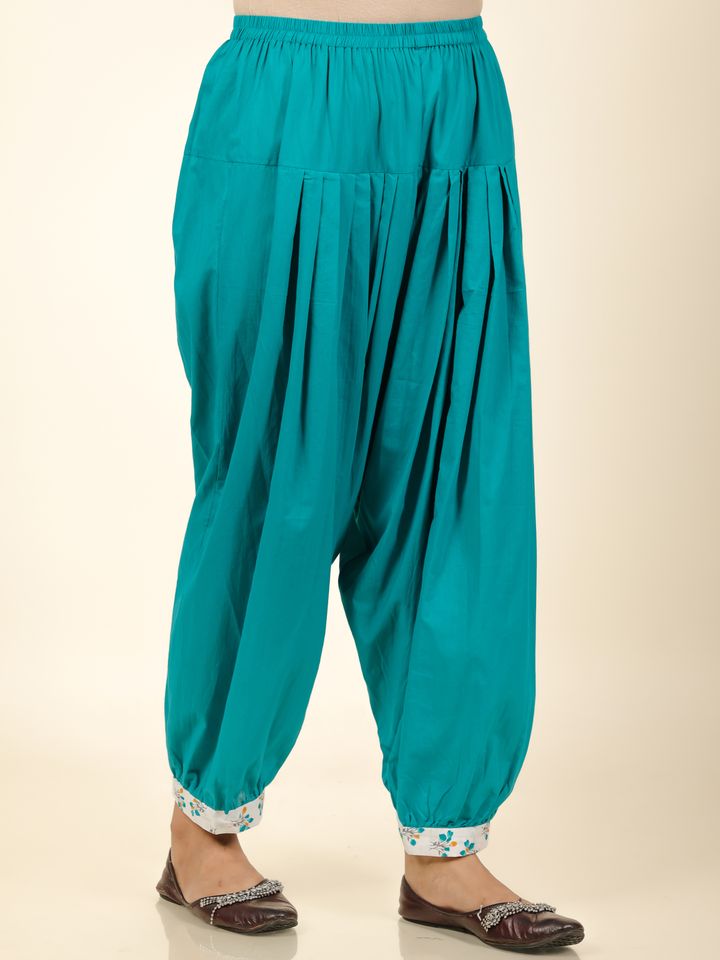 Soft Cotton Solid Turquoise Salwar