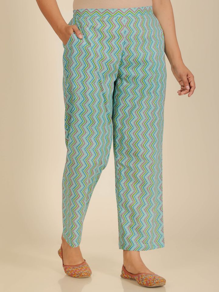 Soft Cotton Floral Straight Blue Kurta