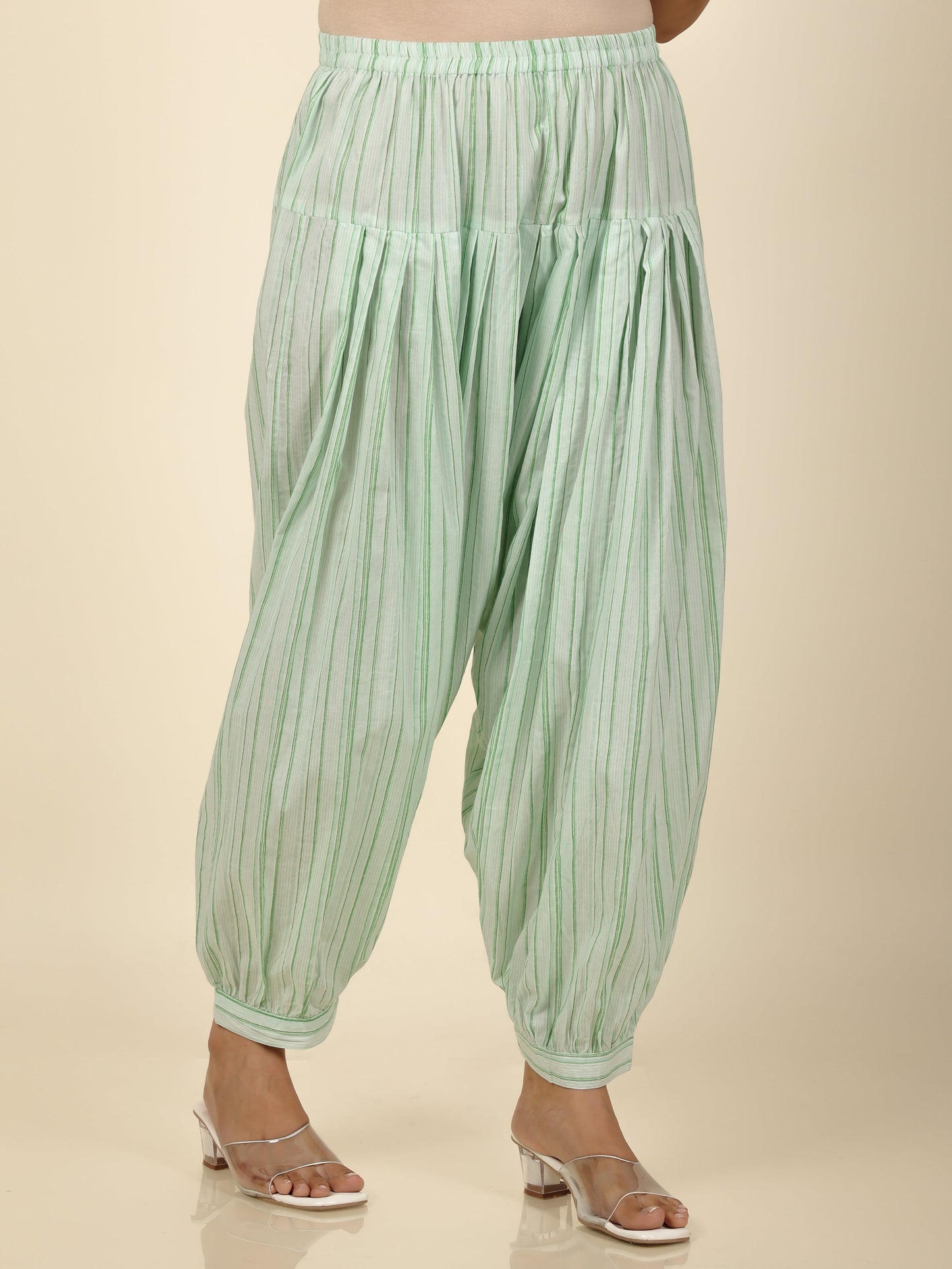 Soft Cotton Striped White Salwar