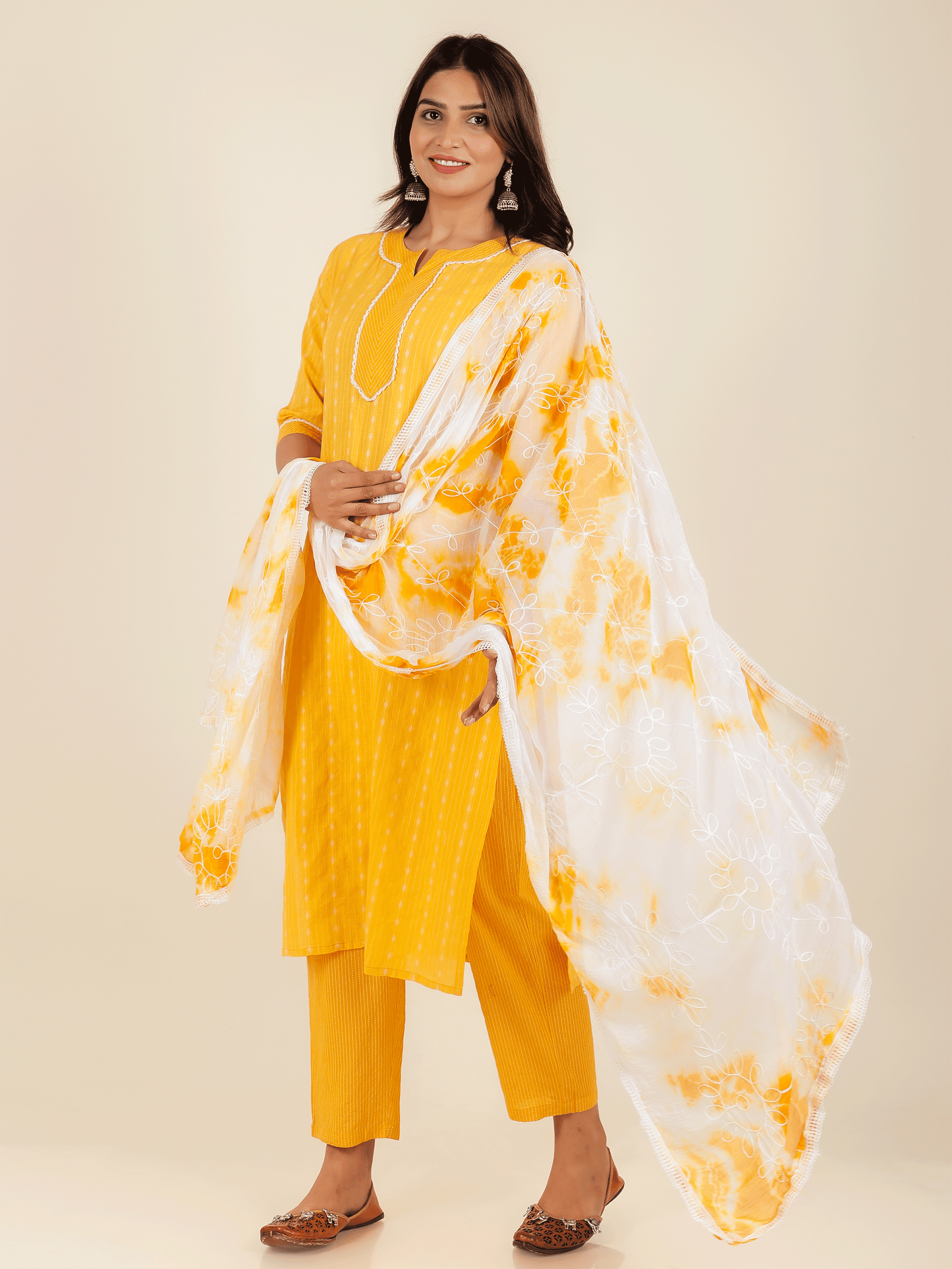 Chiffon Tie-Dye white Dupatta