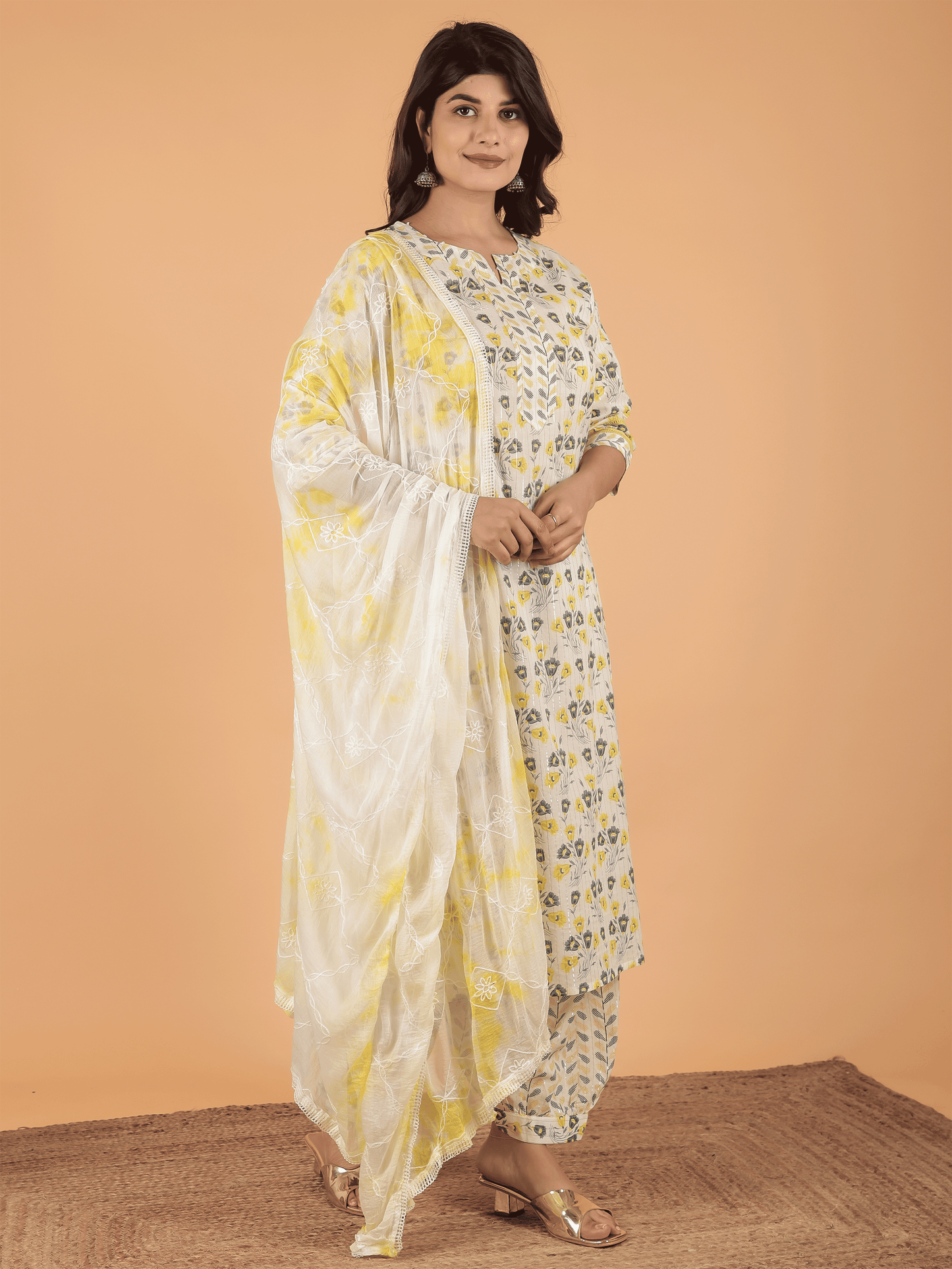 Chiffon Tie-Dye Yellow Dupatta