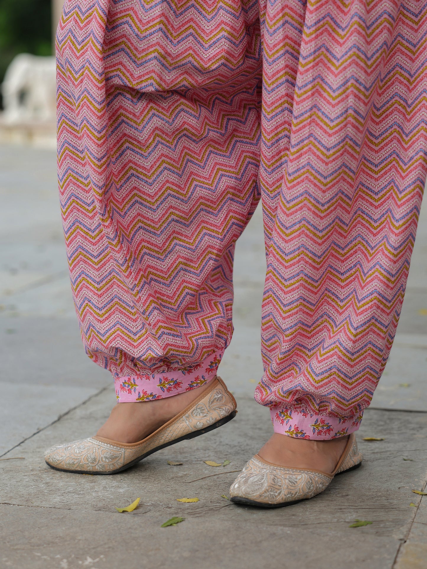 Soft Cotton Chevron Pink Salwar