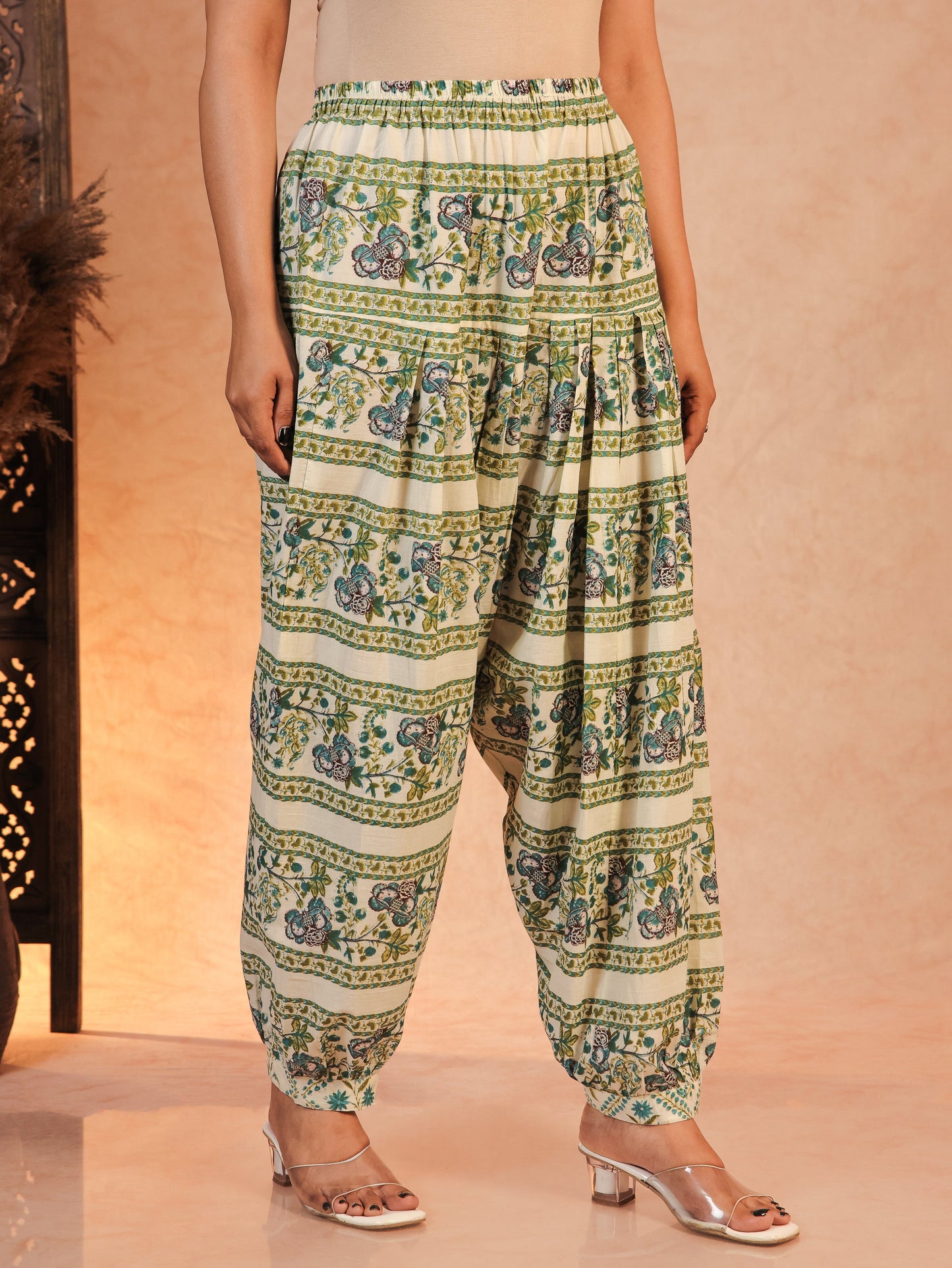 Soft Cotton Floral Cream Salwar