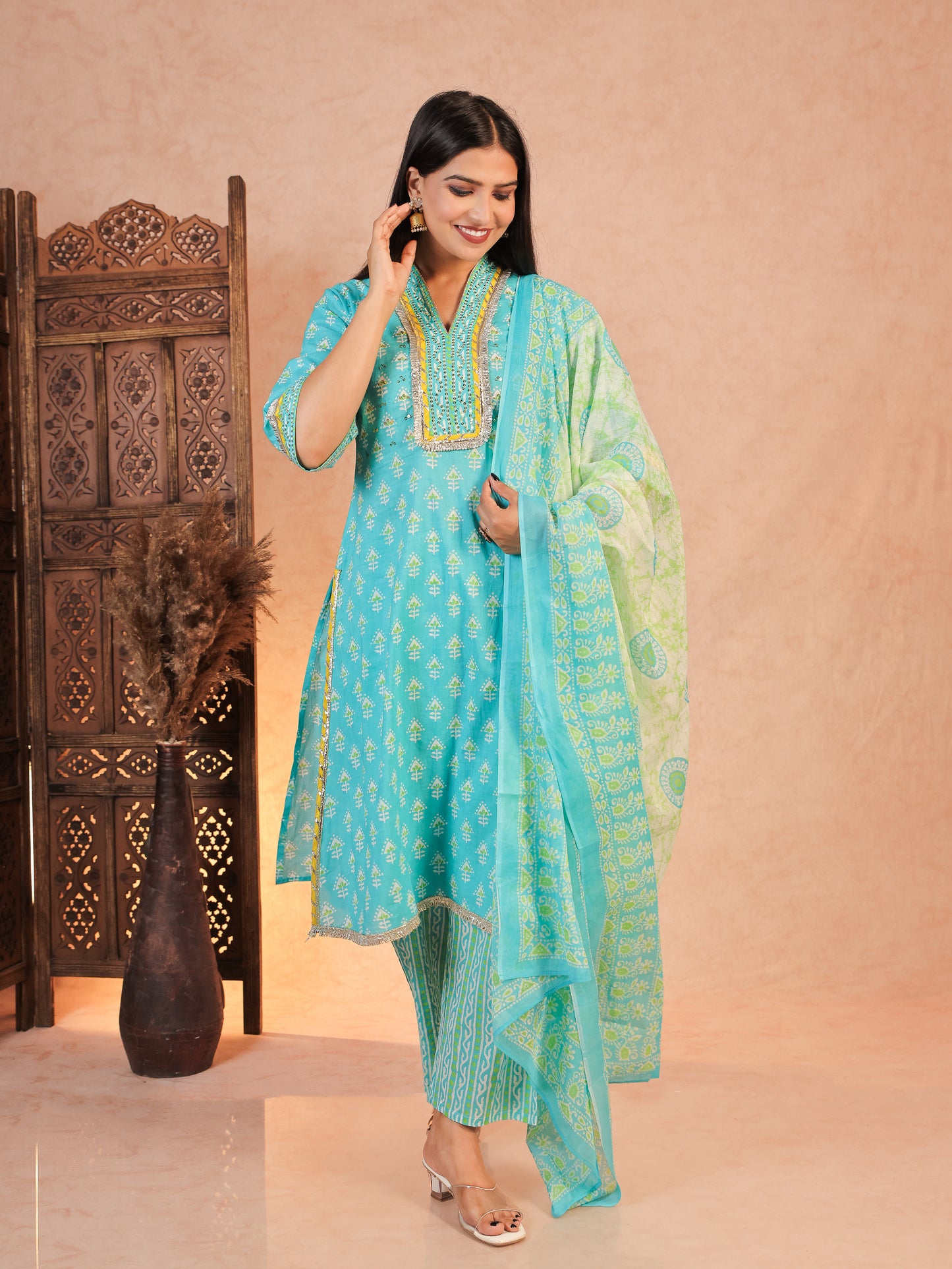 Soft Cotton Block white Dupatta