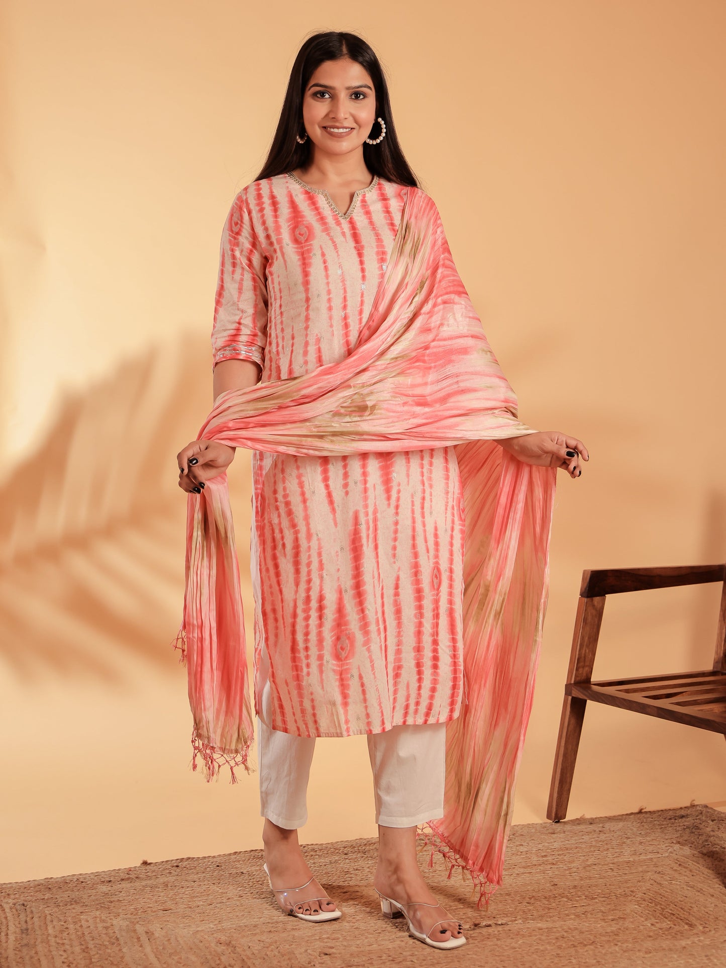 Chanderi Tie-Dye multicolour Dupatta