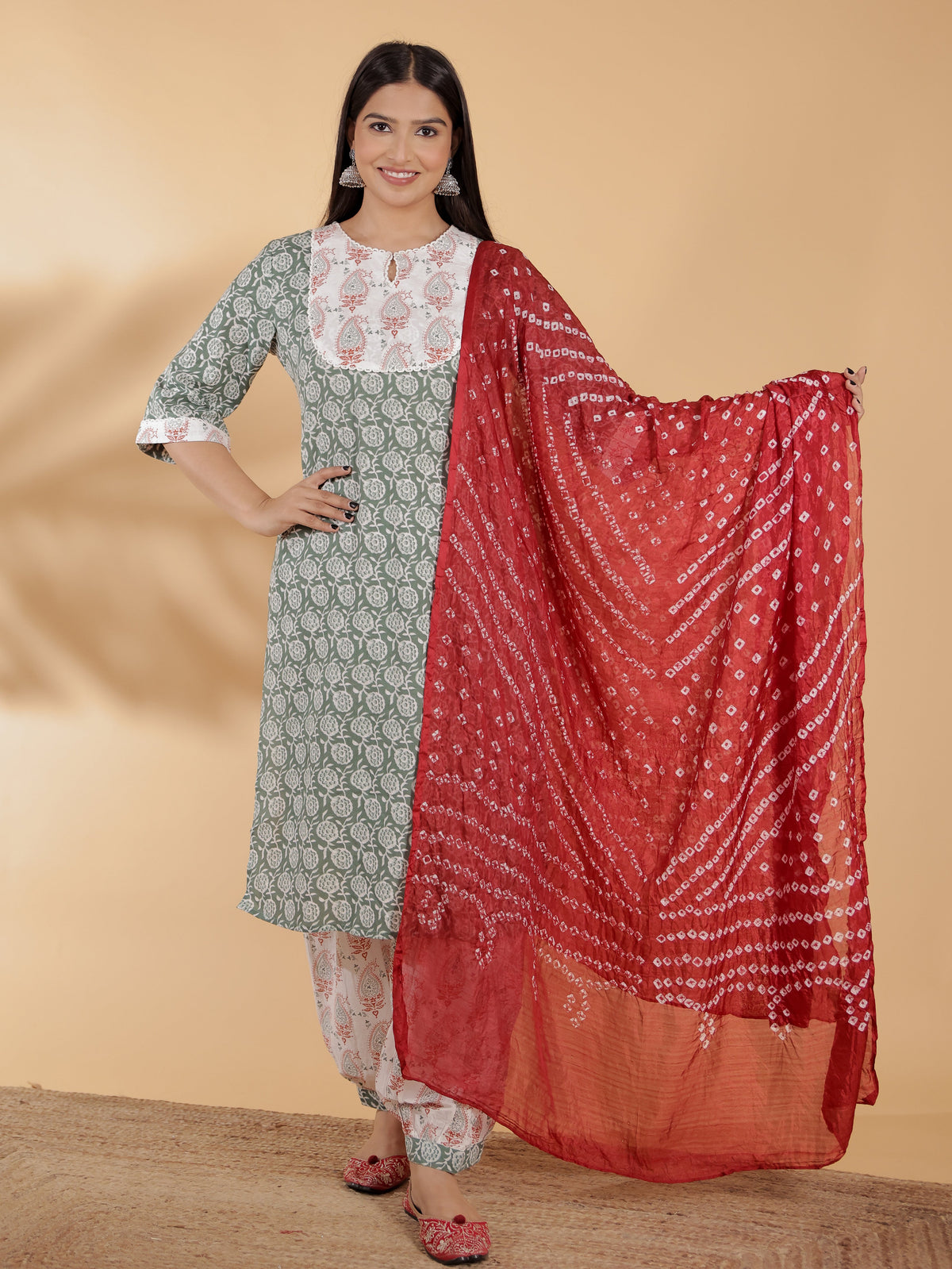 Chiffon Bandhani maroon Dupatta