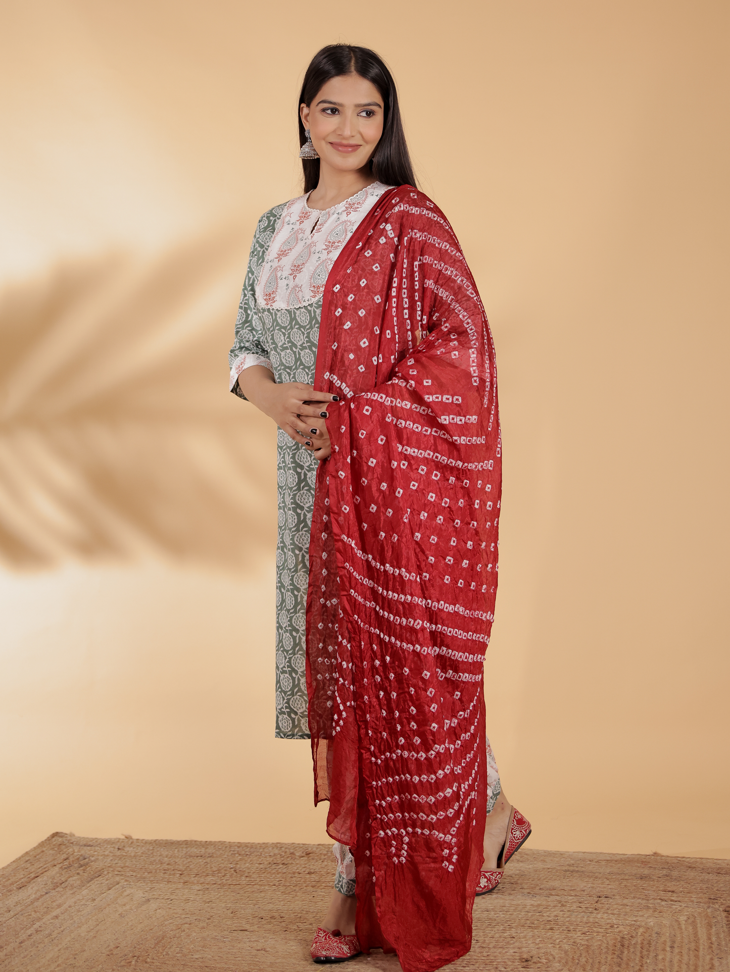 Chiffon Bandhani maroon Dupatta