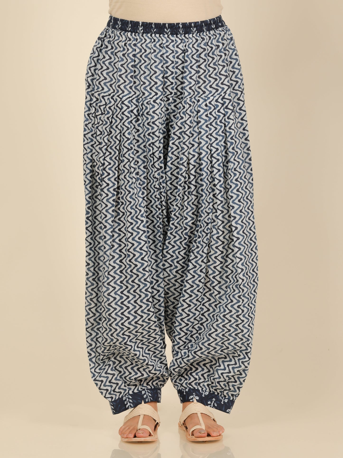 Soft Cotton Block Straight Blue Kurta