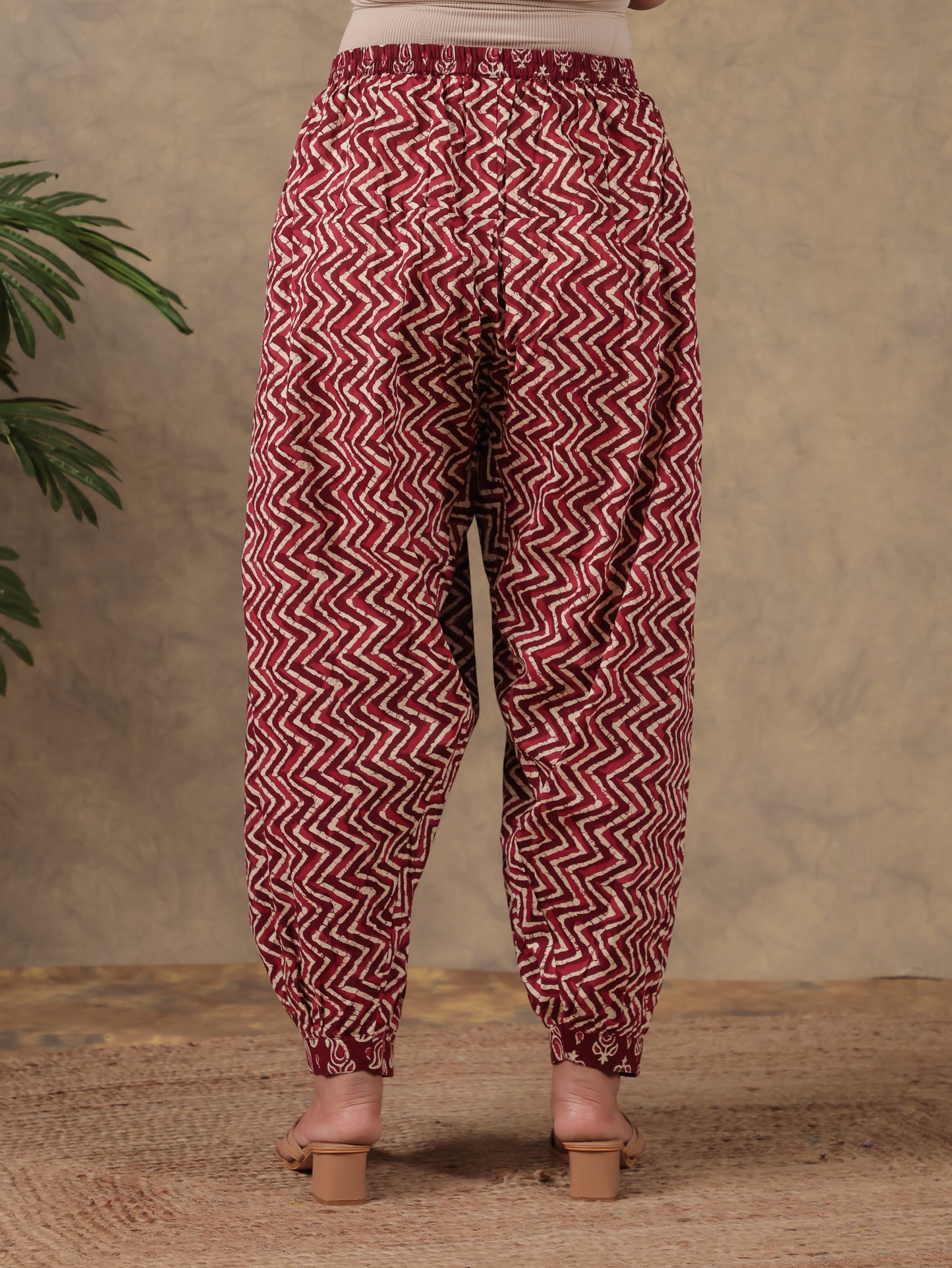 Soft Cotton Chevron Maroon Salwar