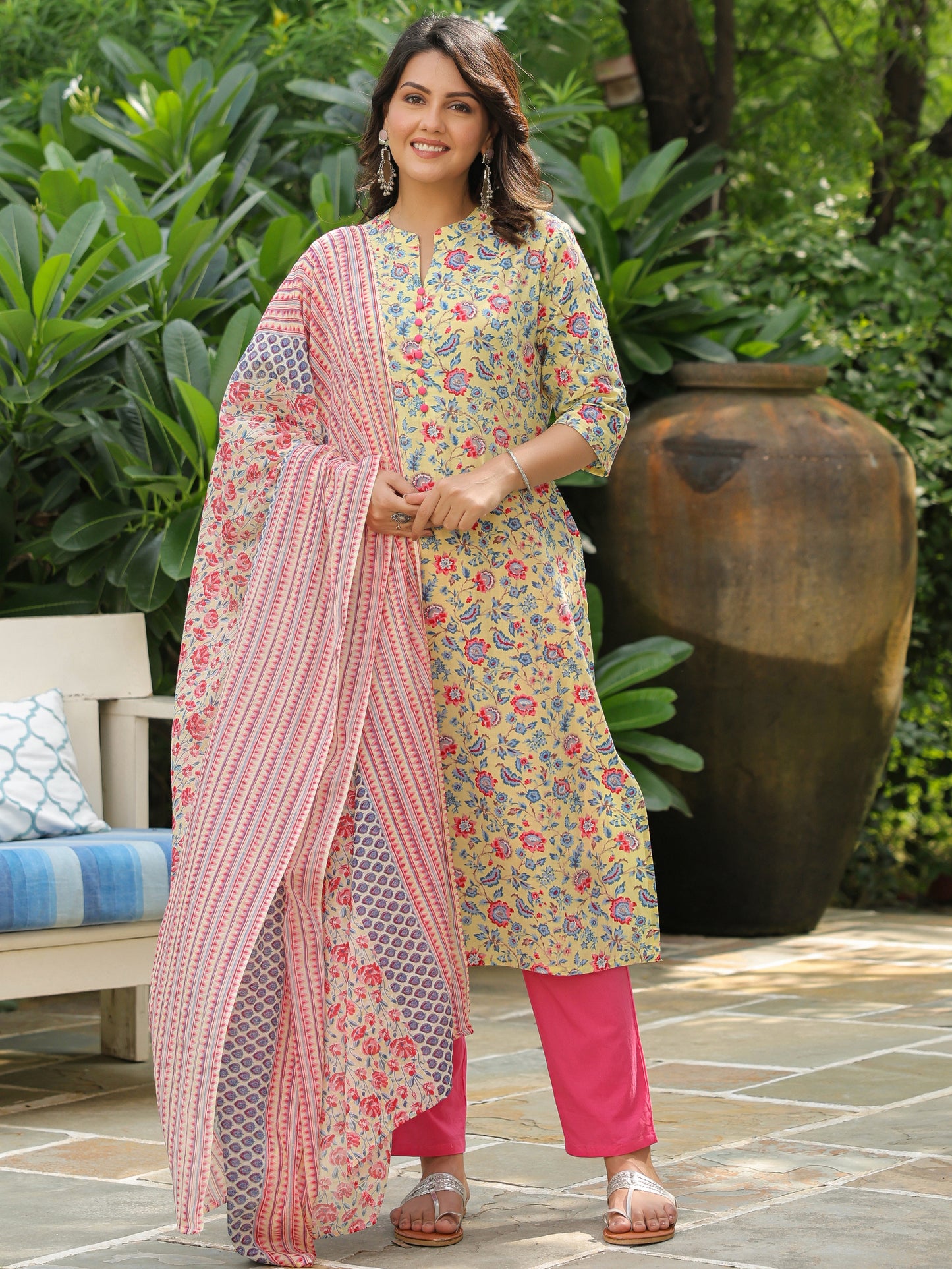 Cotton Voile Floral White Dupatta
