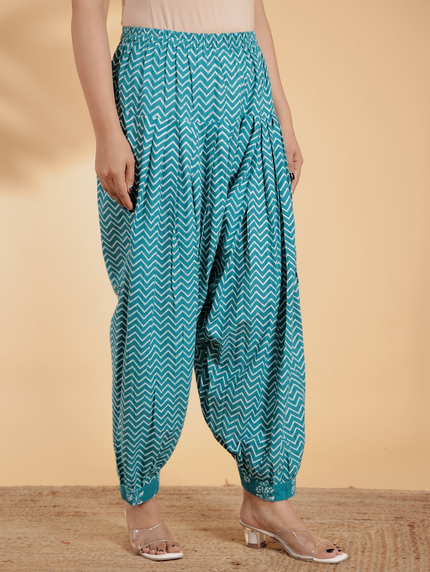 Soft Cotton Chevron Blue Salwar