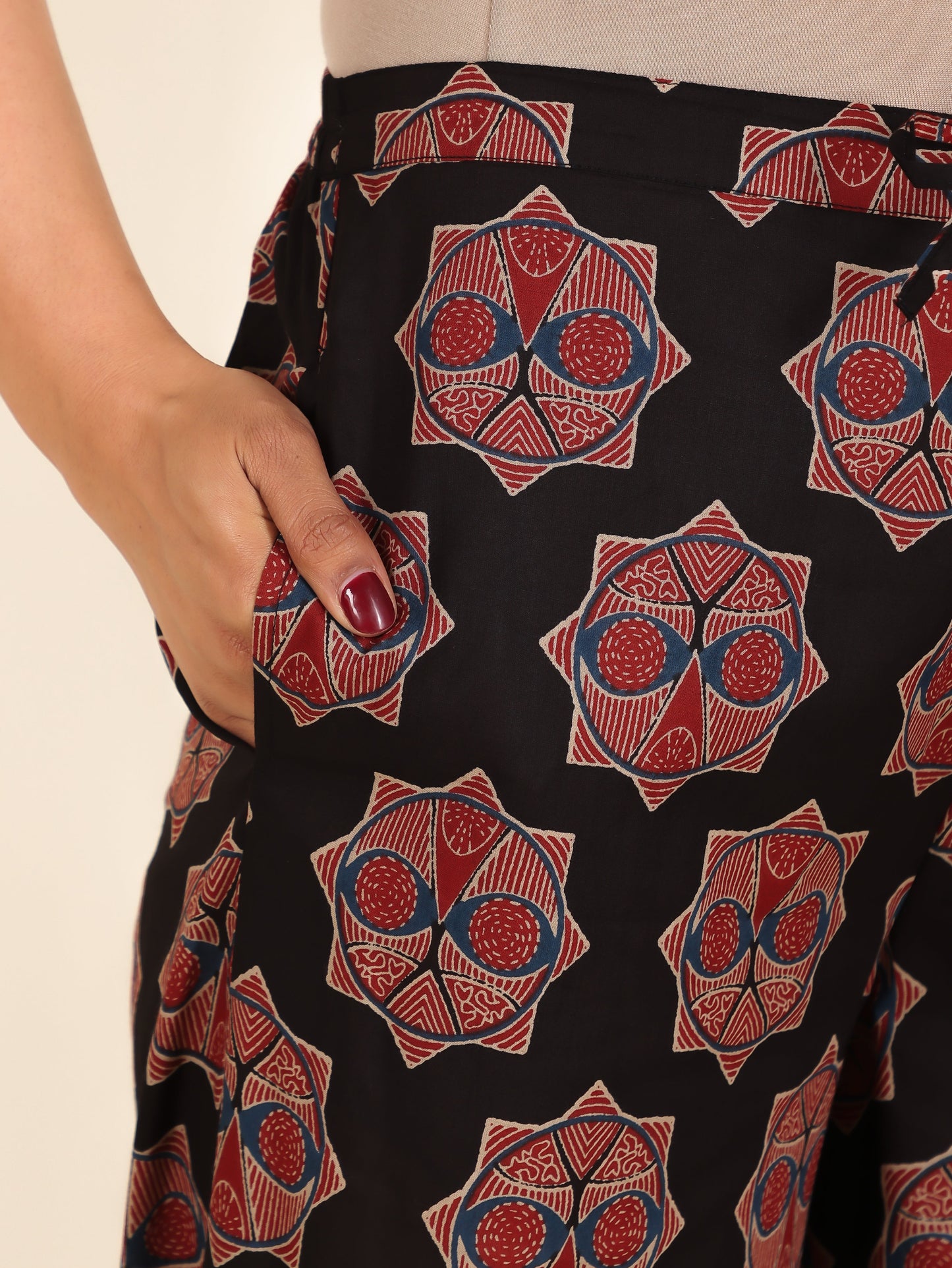 Soft Cotton Ajrakh Black Palazzo