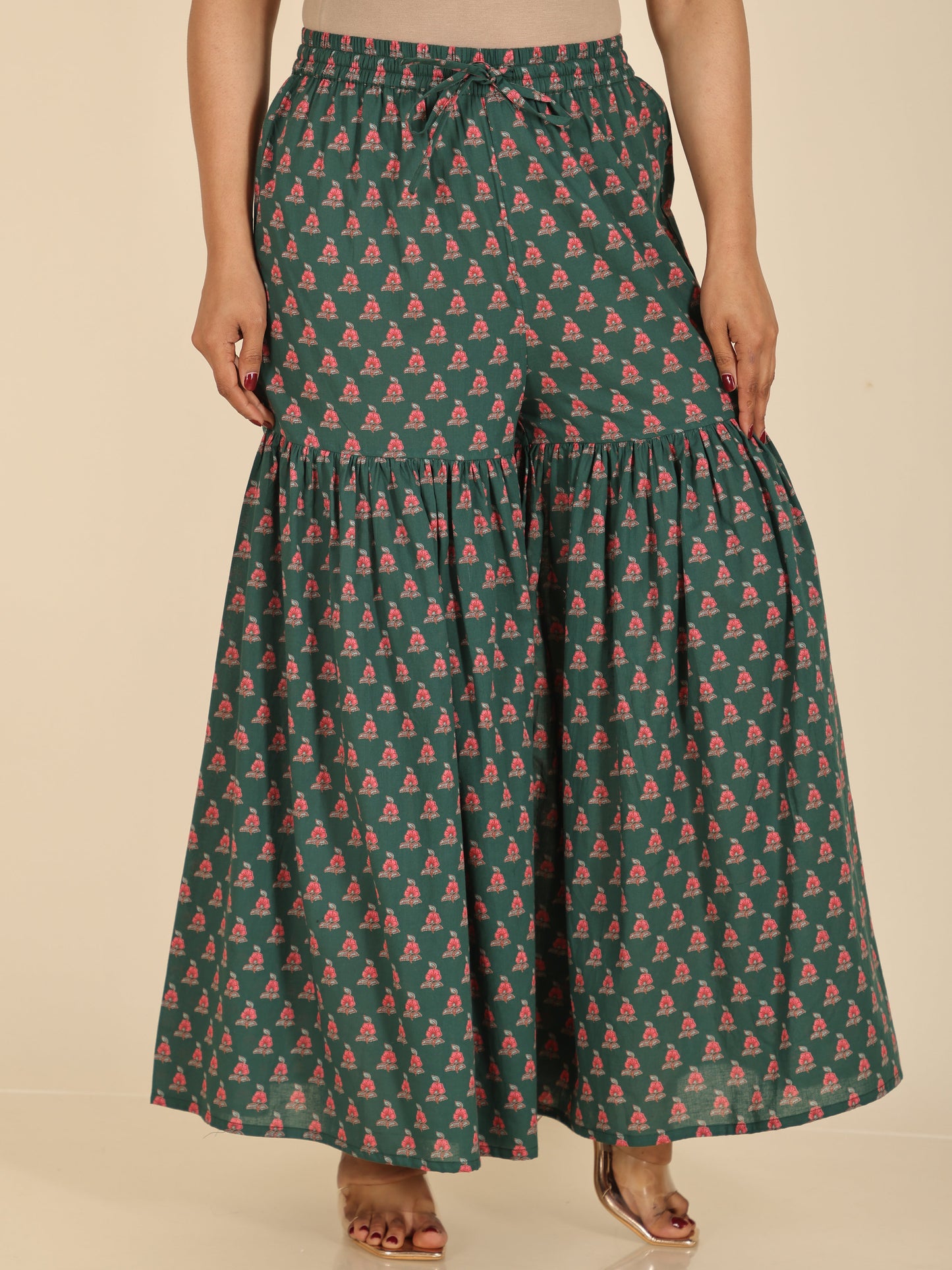 Soft Cotton Floral Straight Green Kurta