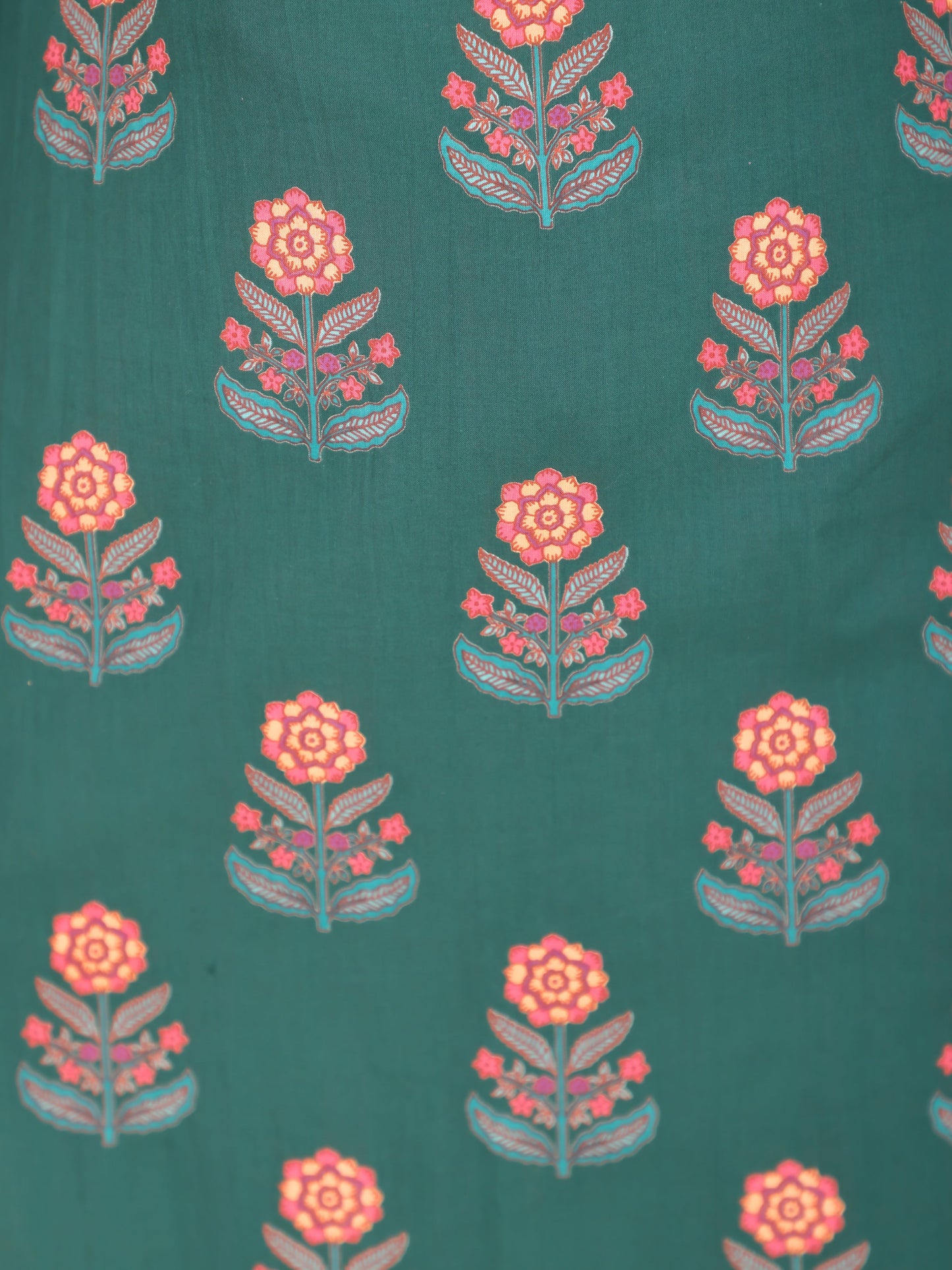 Soft Cotton Floral Straight Green Kurta