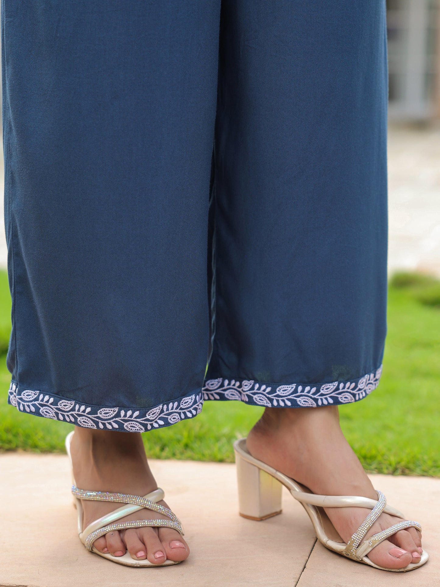 Viscose Solid Blue Palazzo