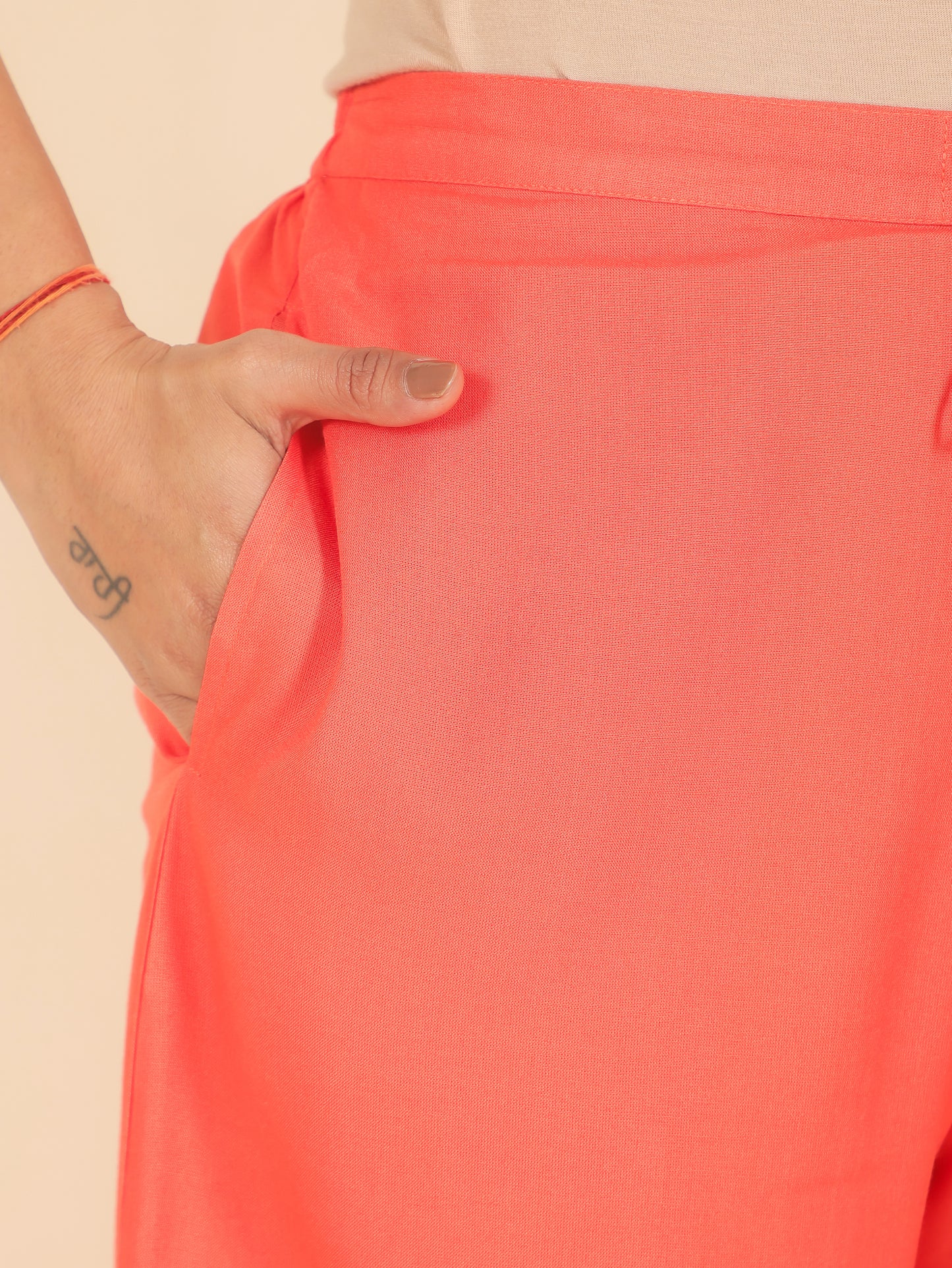 Viscose Solid Pathani Orange Kurta