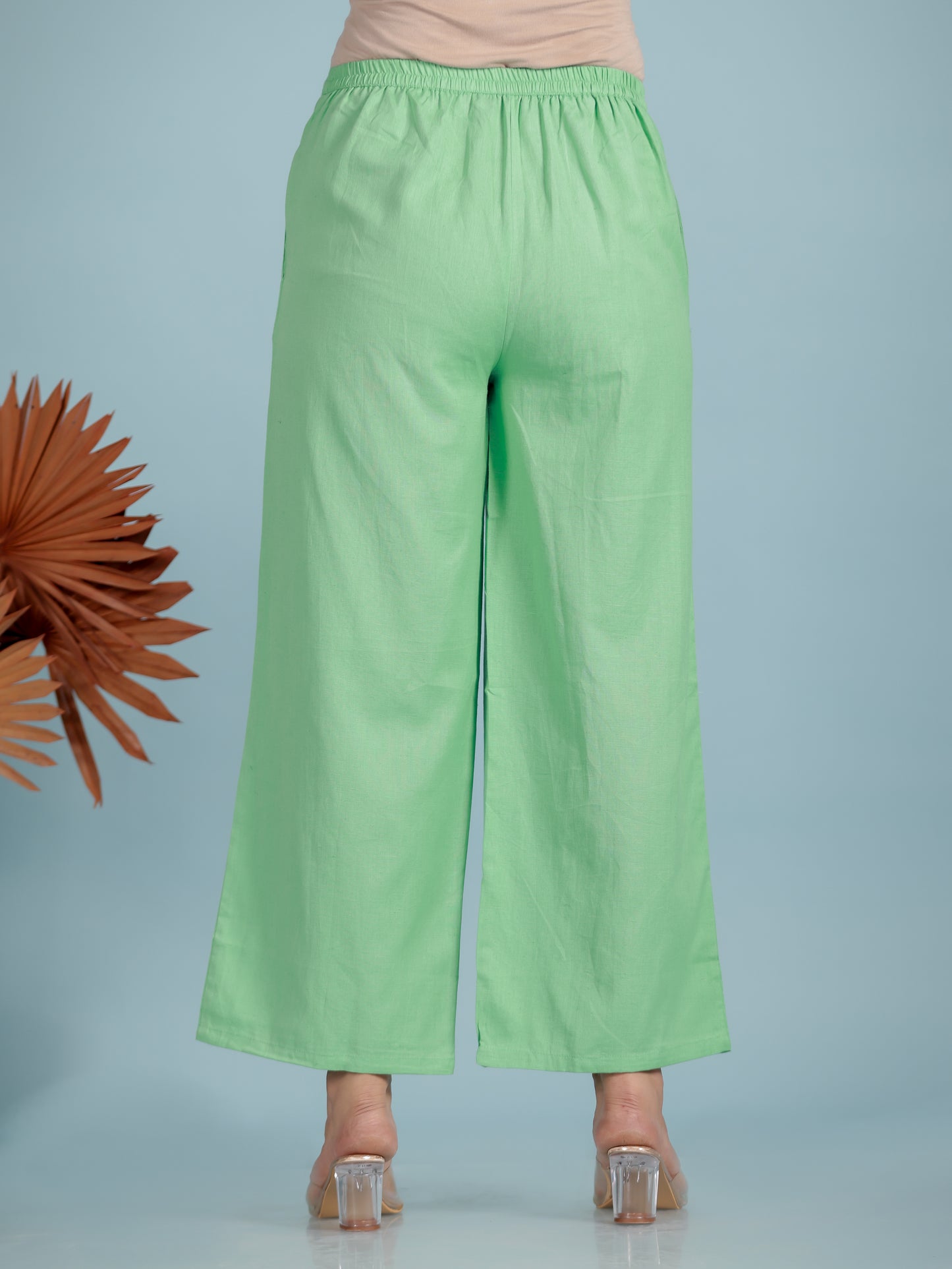 Embroidered Linen Cotton Solid Flared Mint Green Kurta