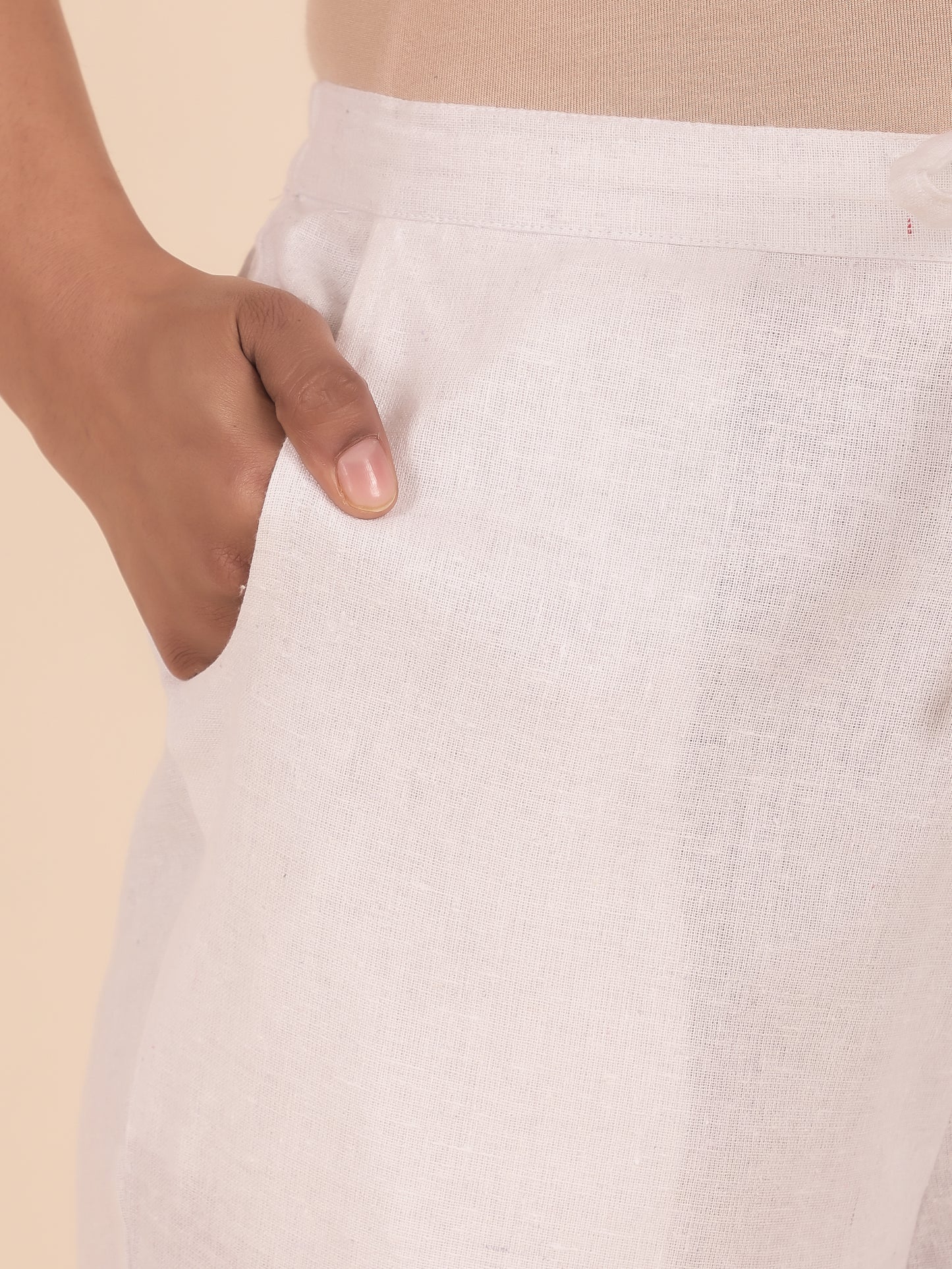 Blend Cotton Solid White Palazzo