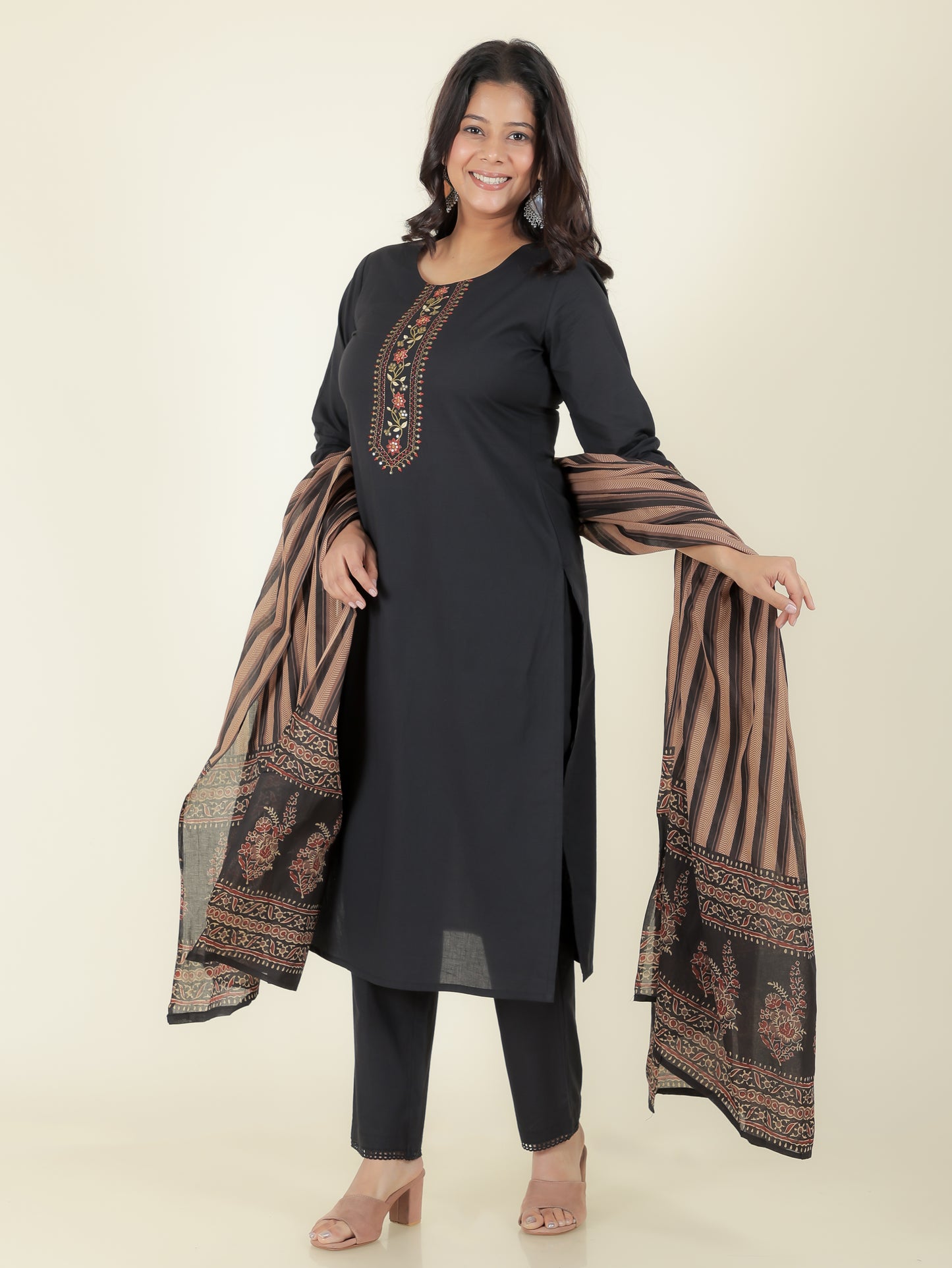 Cotton Voile Striped Black Dupatta