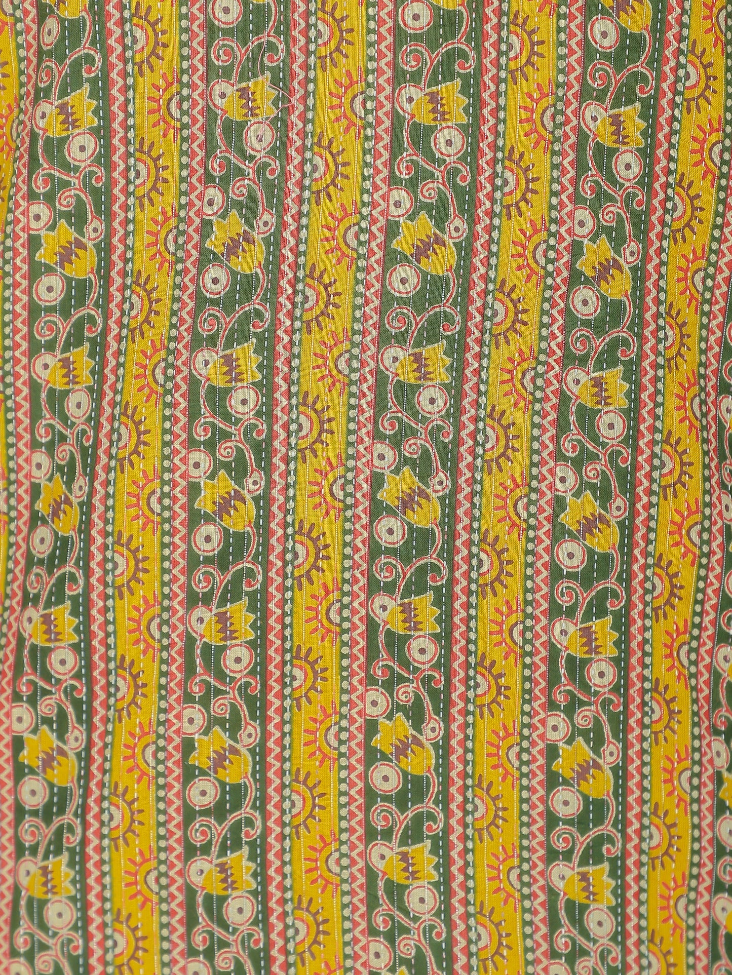 Katha Cotton Striped Straight Yellow Kurta
