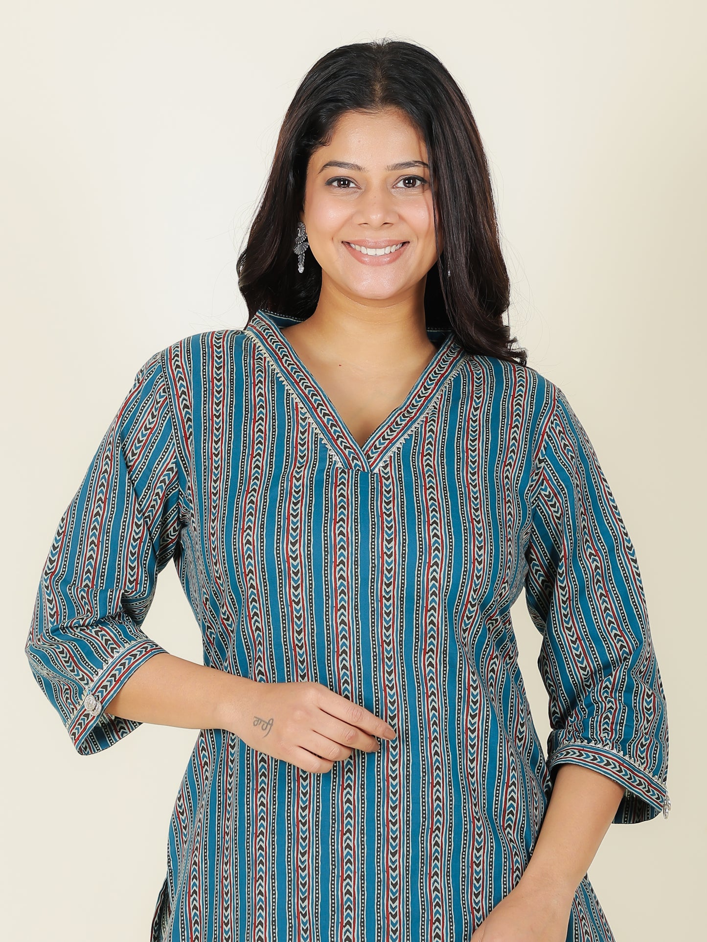 Soft Cotton Striped Straight Green Kurta