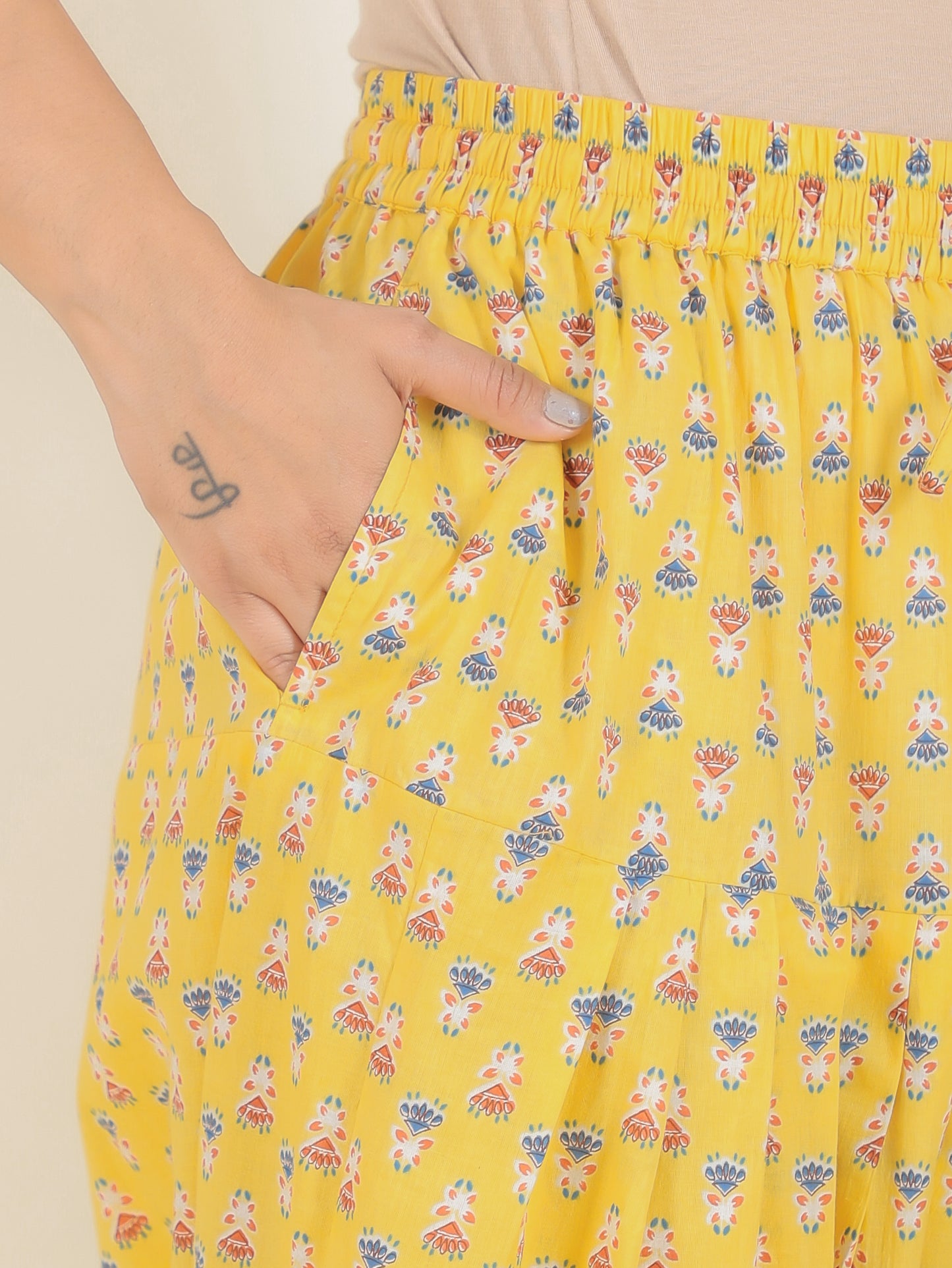 Soft Cotton Butti Yellow Salwar
