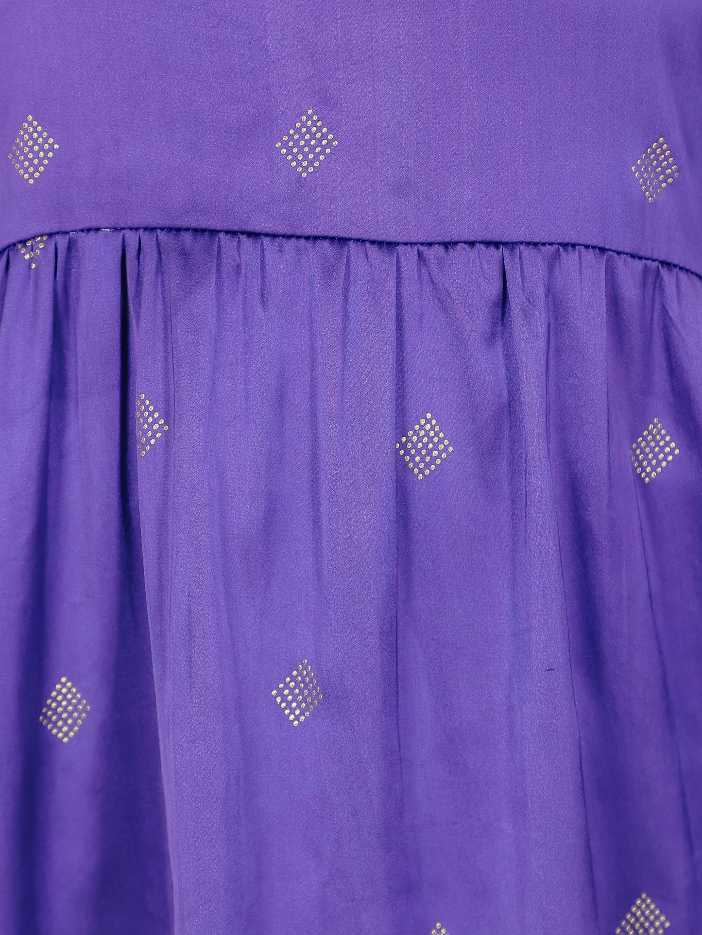Satin Geometric Straight Purple Kurti