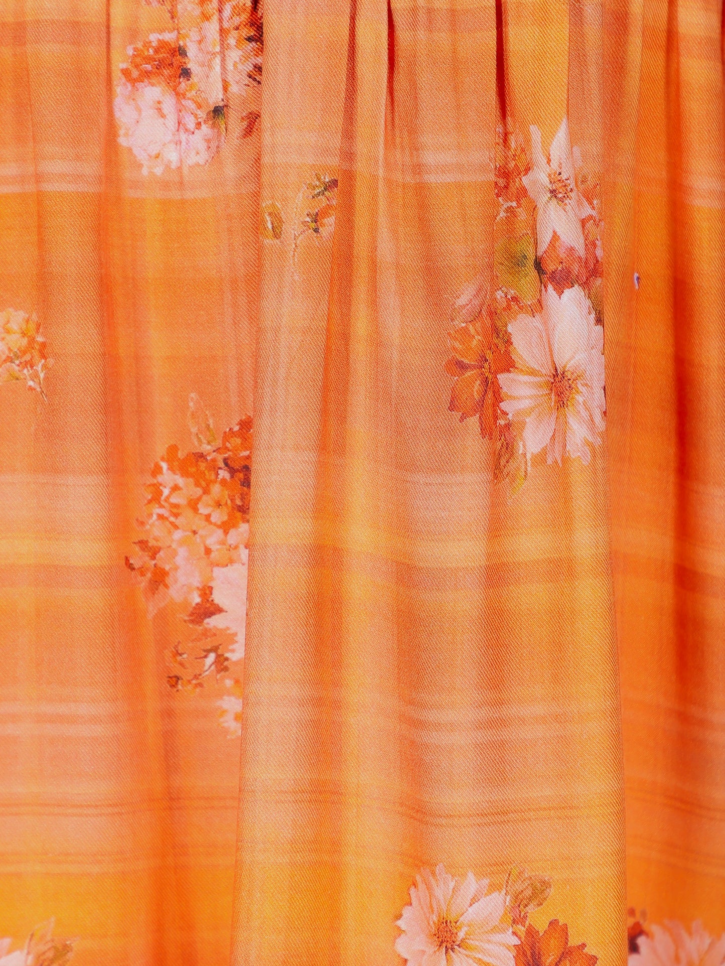 Viscose Floral A-line Orange Kurti