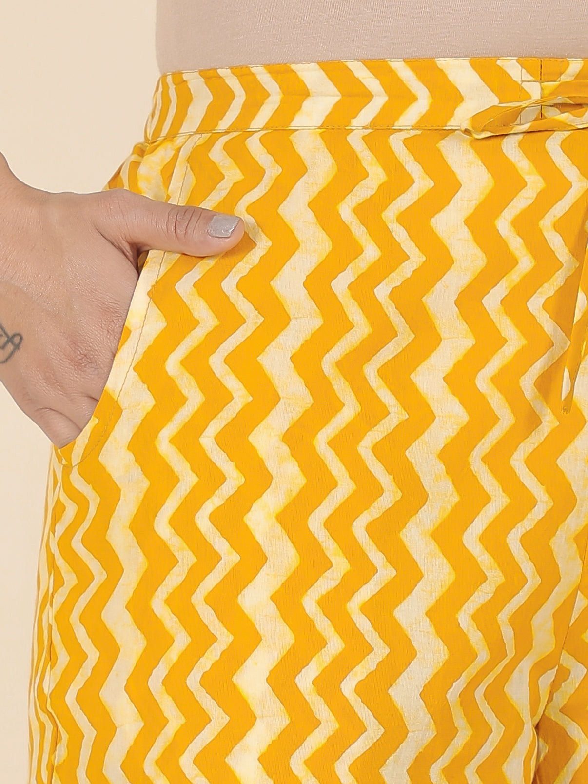Soft Cotton Chevron Yellow Sharara