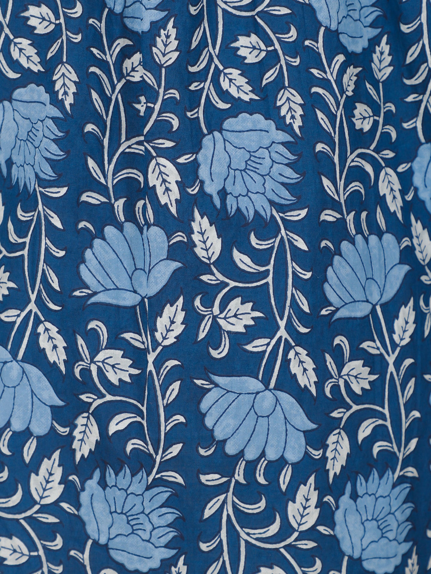 Soft Cotton Floral A-line Indigo Blue Kurti