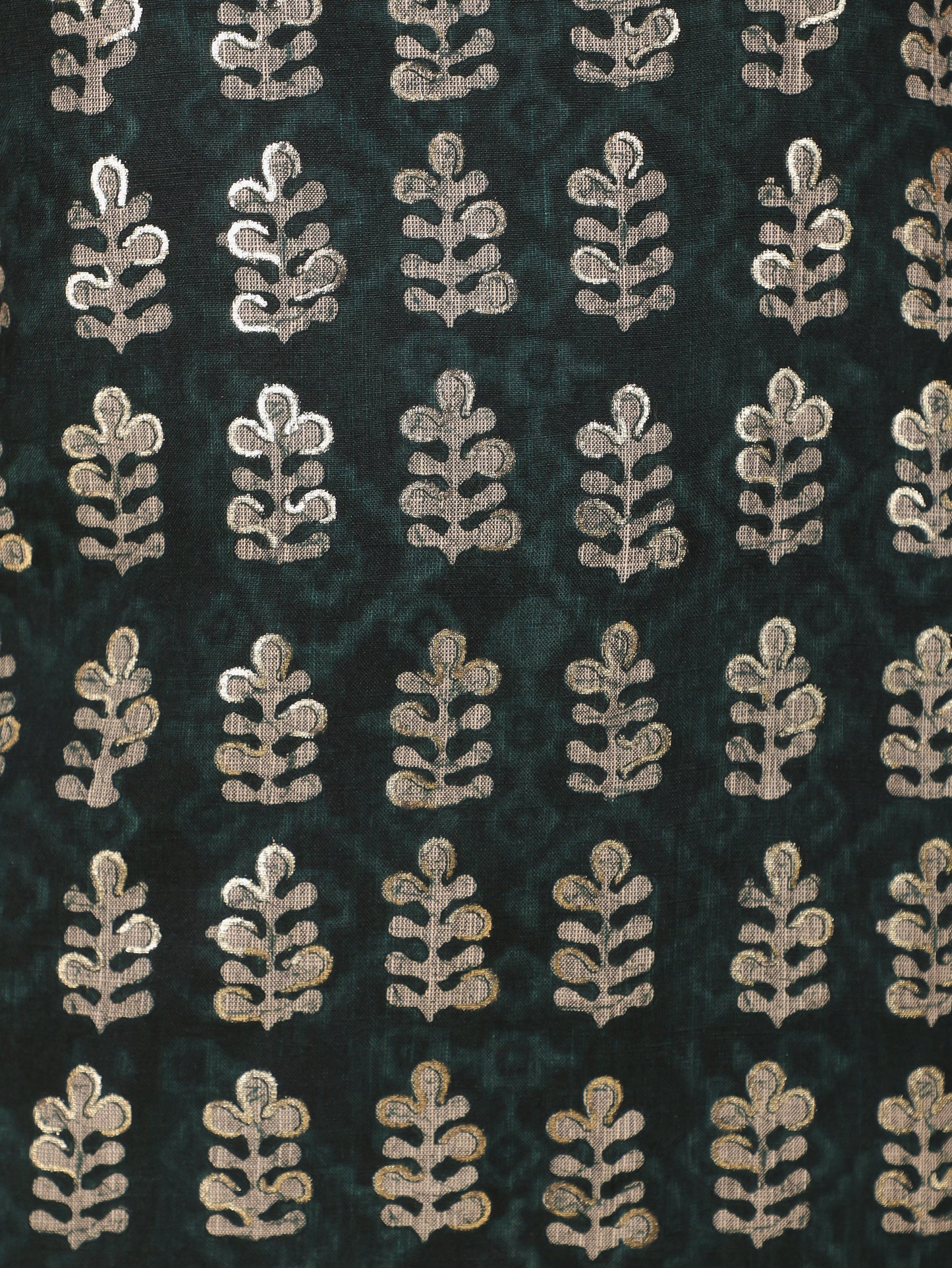 Viscose Slub Gold foil Straight Green Kurti