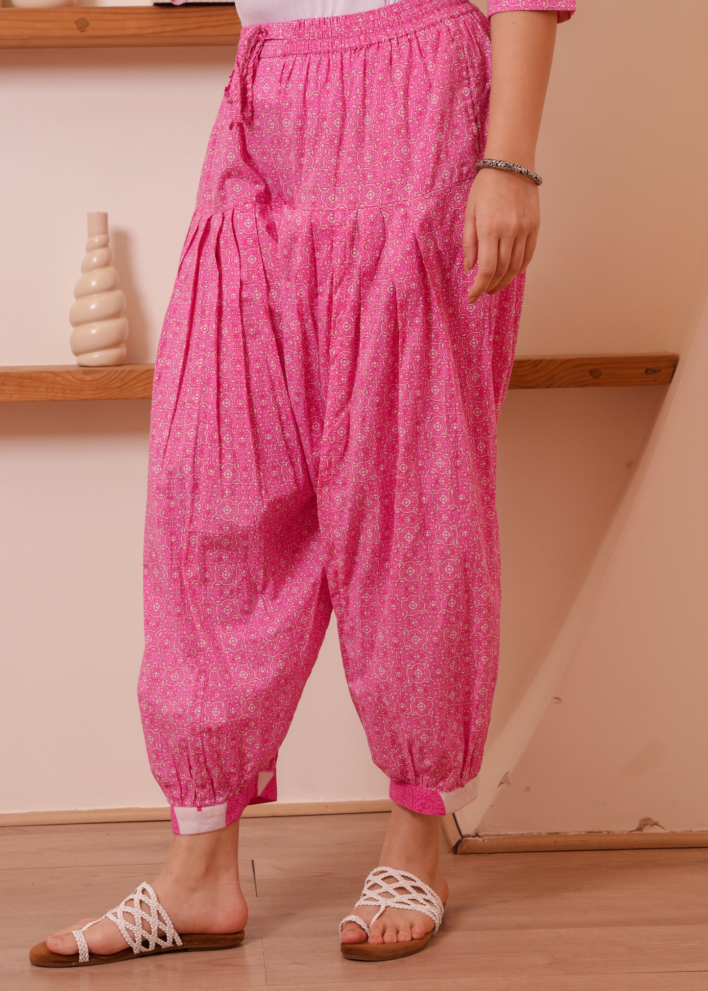 Soft Cotton Floral Straight Pink Kurta