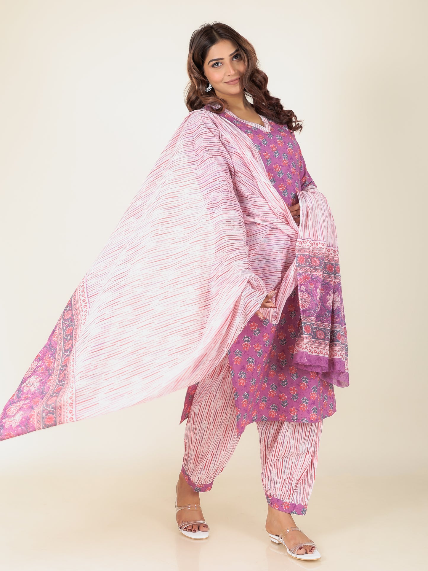 Cotton Voile Striped White Dupatta