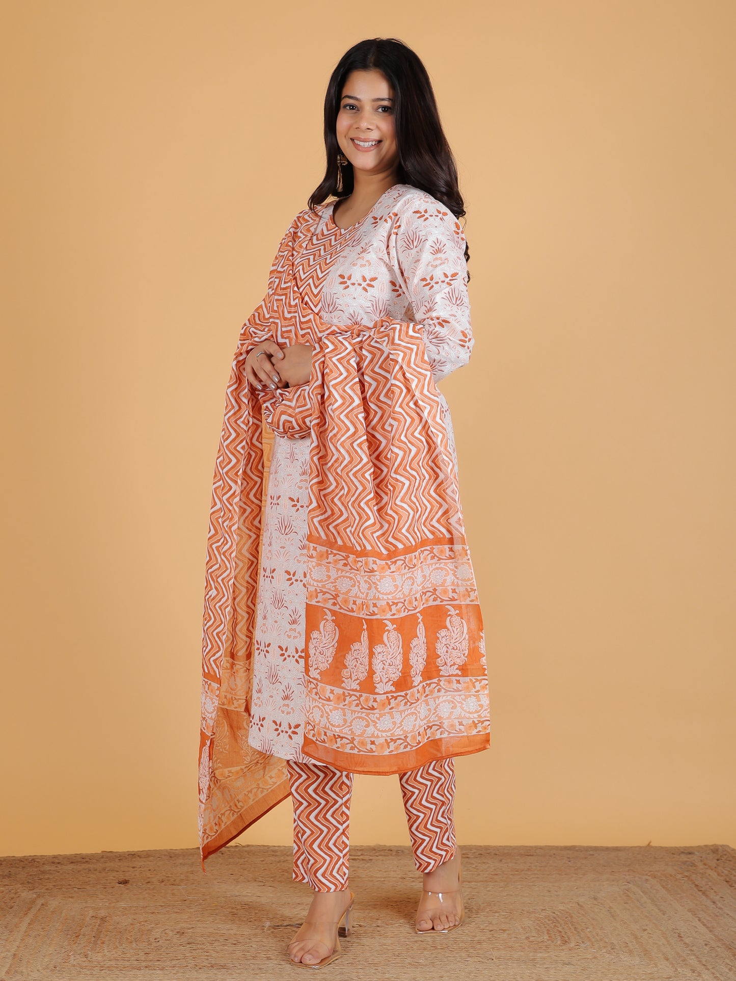 Voile Cotton Chevron Pink Dupatta