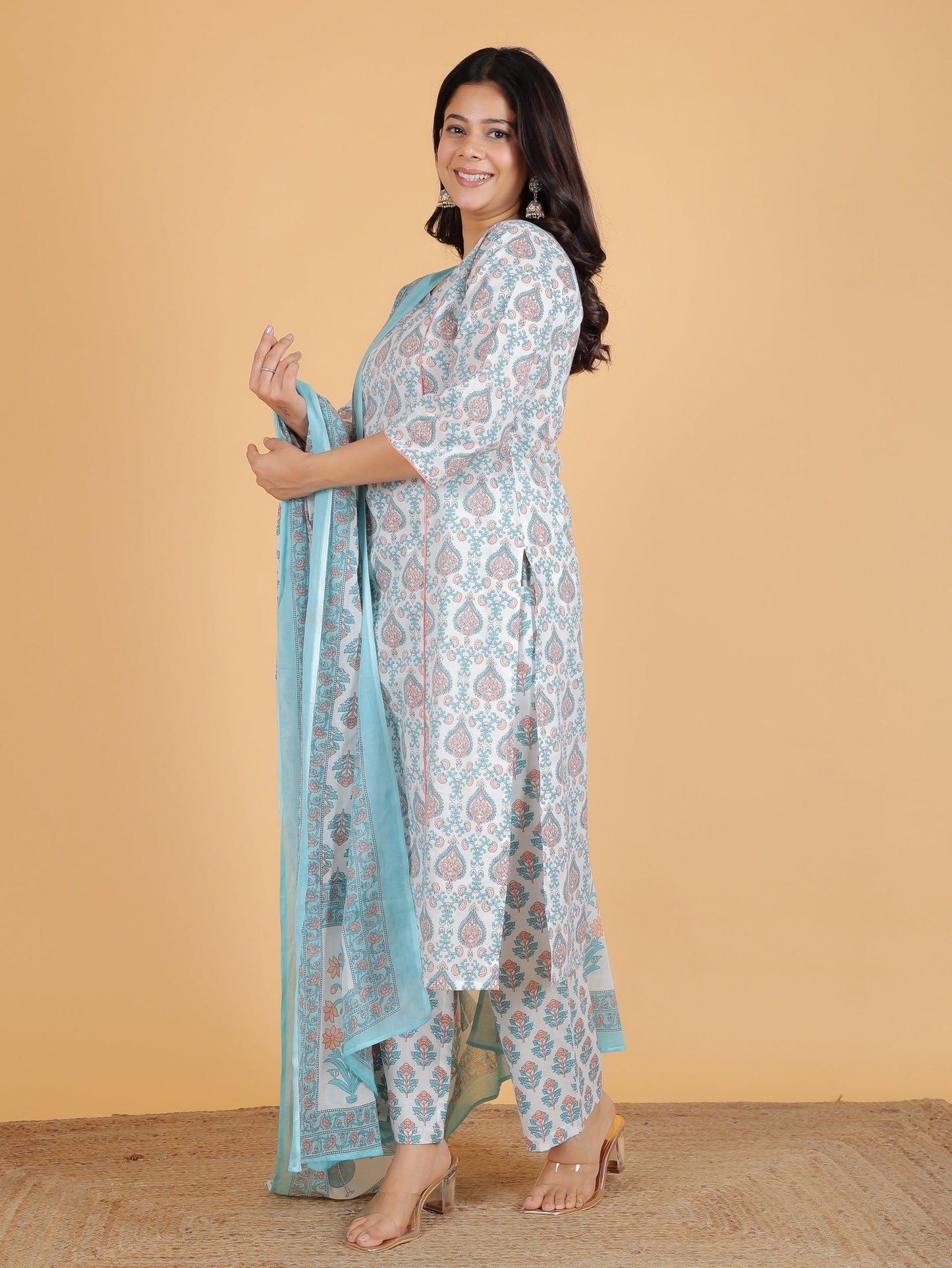 Voile Cotton Floral White Dupatta