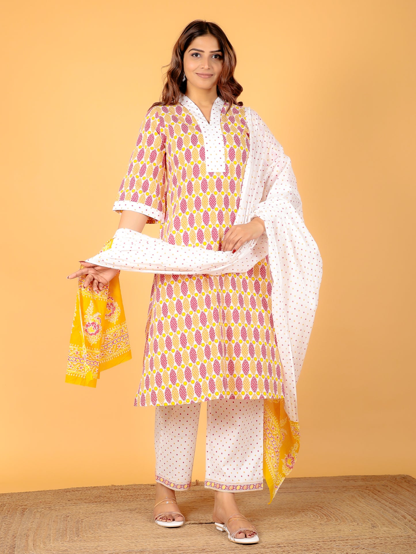 Voile Cotton Floral White Dupatta