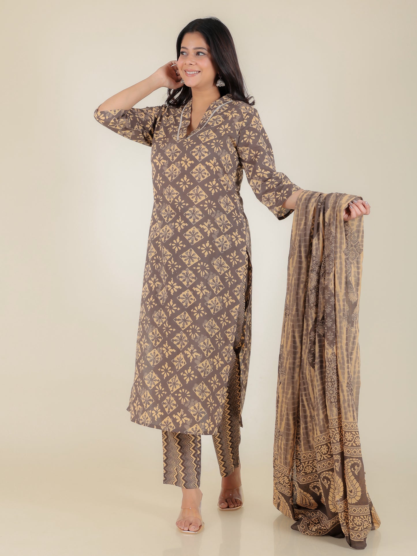 Cotton Voile Tie-dye Brown Dupatta