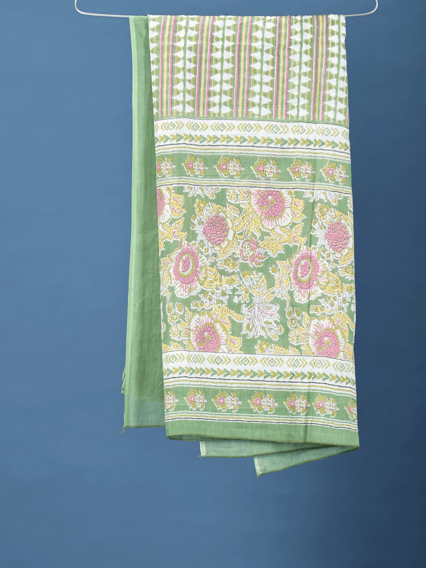 Voile Cotton Floral Green Dupatta