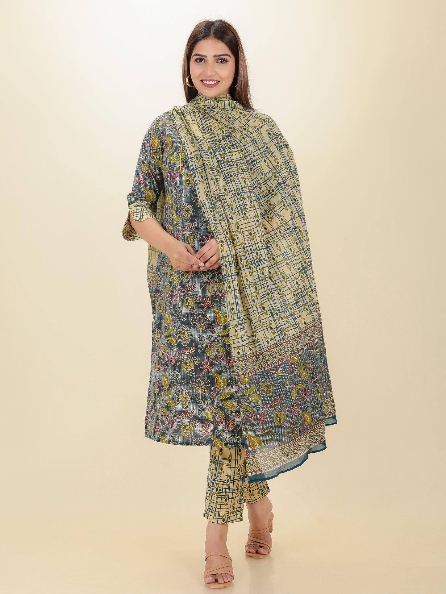 Cotton Voile Abstract Beige Dupatta