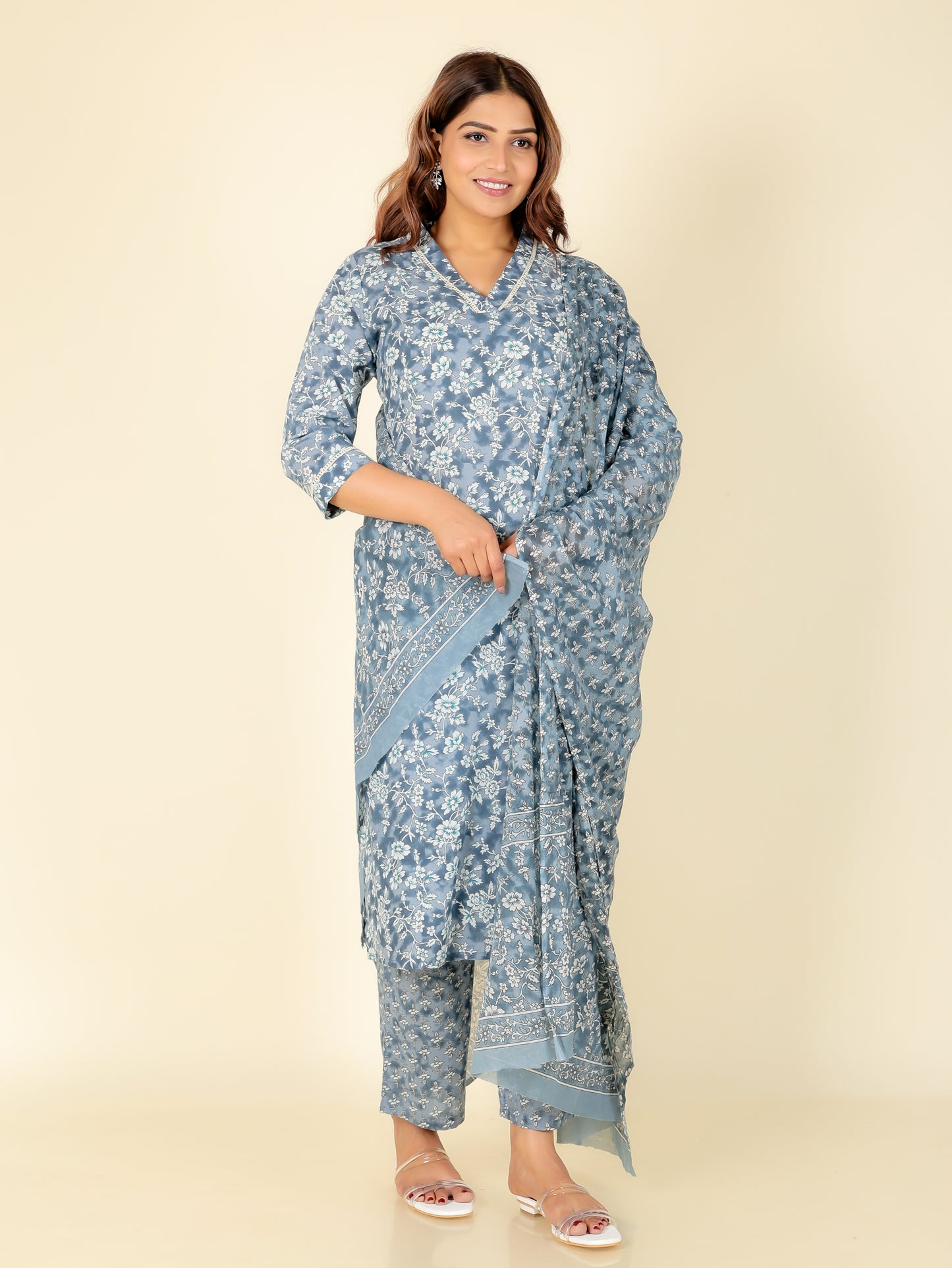 Voile Cotton Floral Black Dupatta