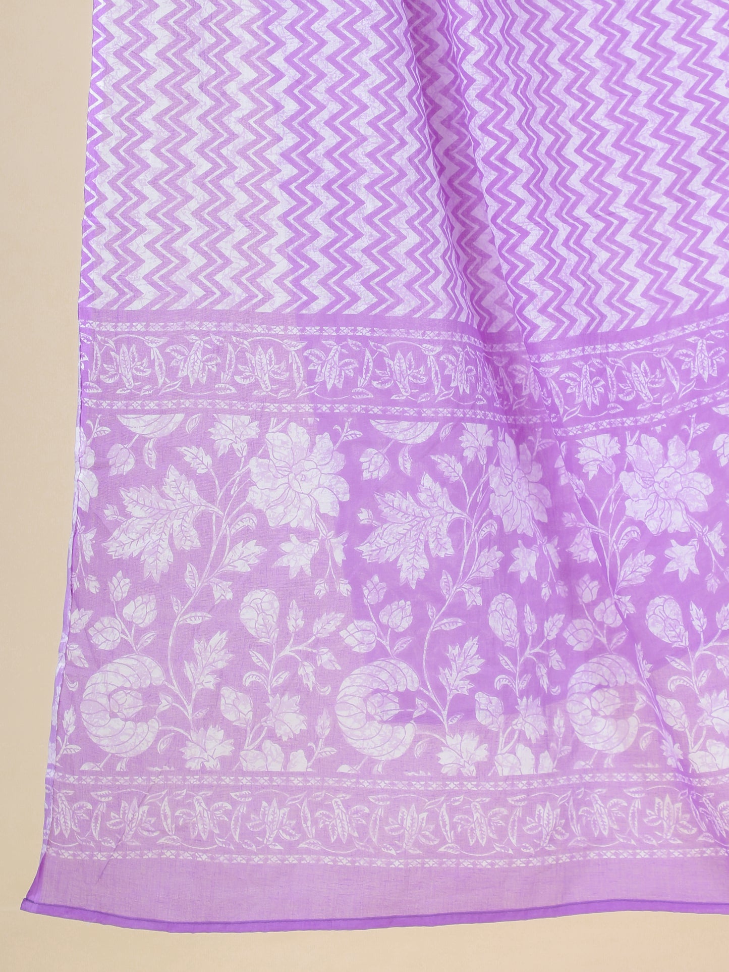 Soft Cotton Block Print Straight Purple Kurta