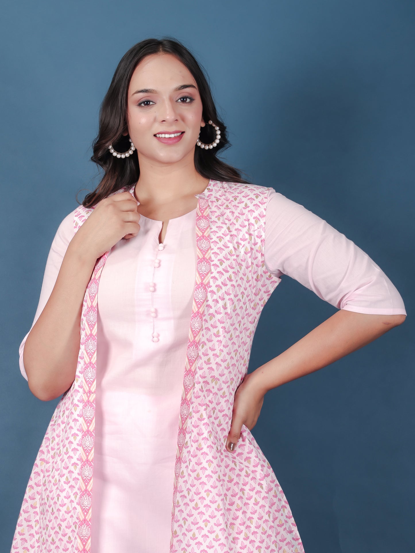 Soft Cotton Butti Pink Shrug