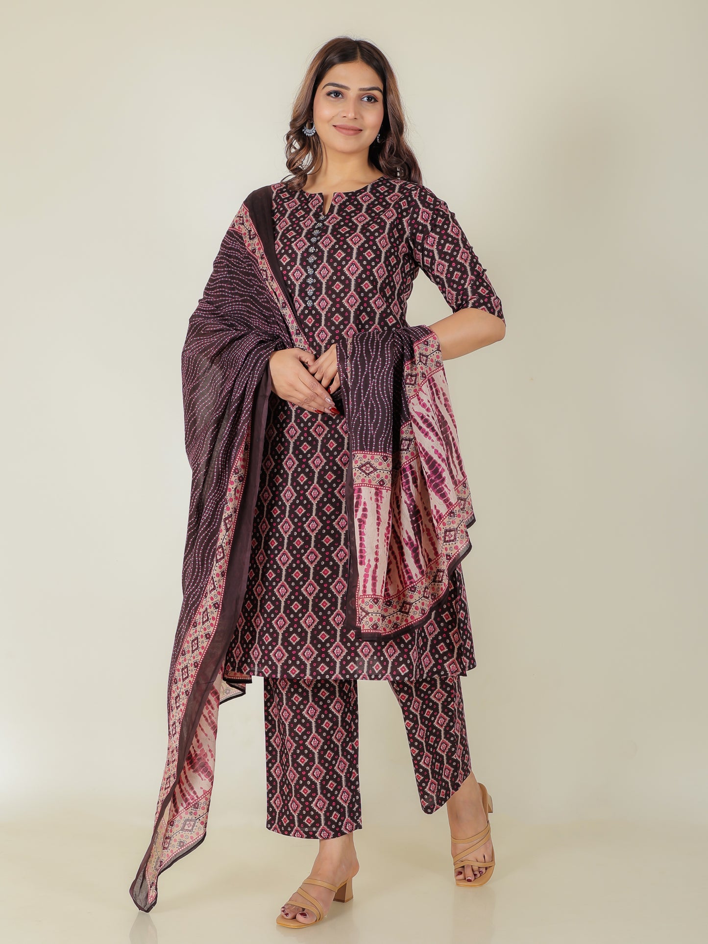 Voile Cotton Geometric Black Dupatta