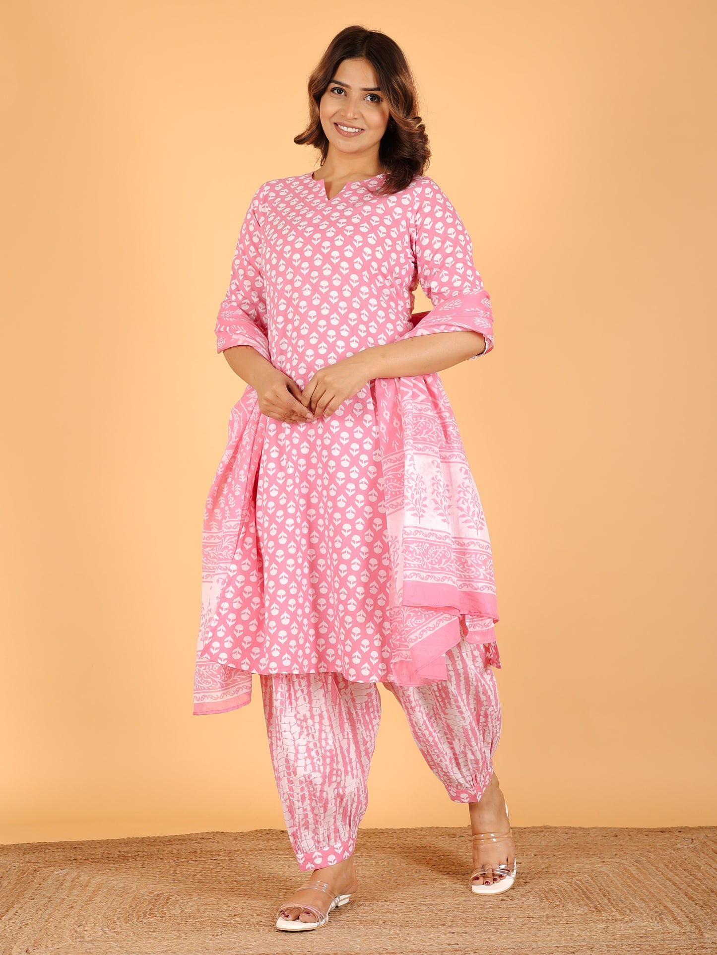 Cotton Voile Floral Pink Dupatta