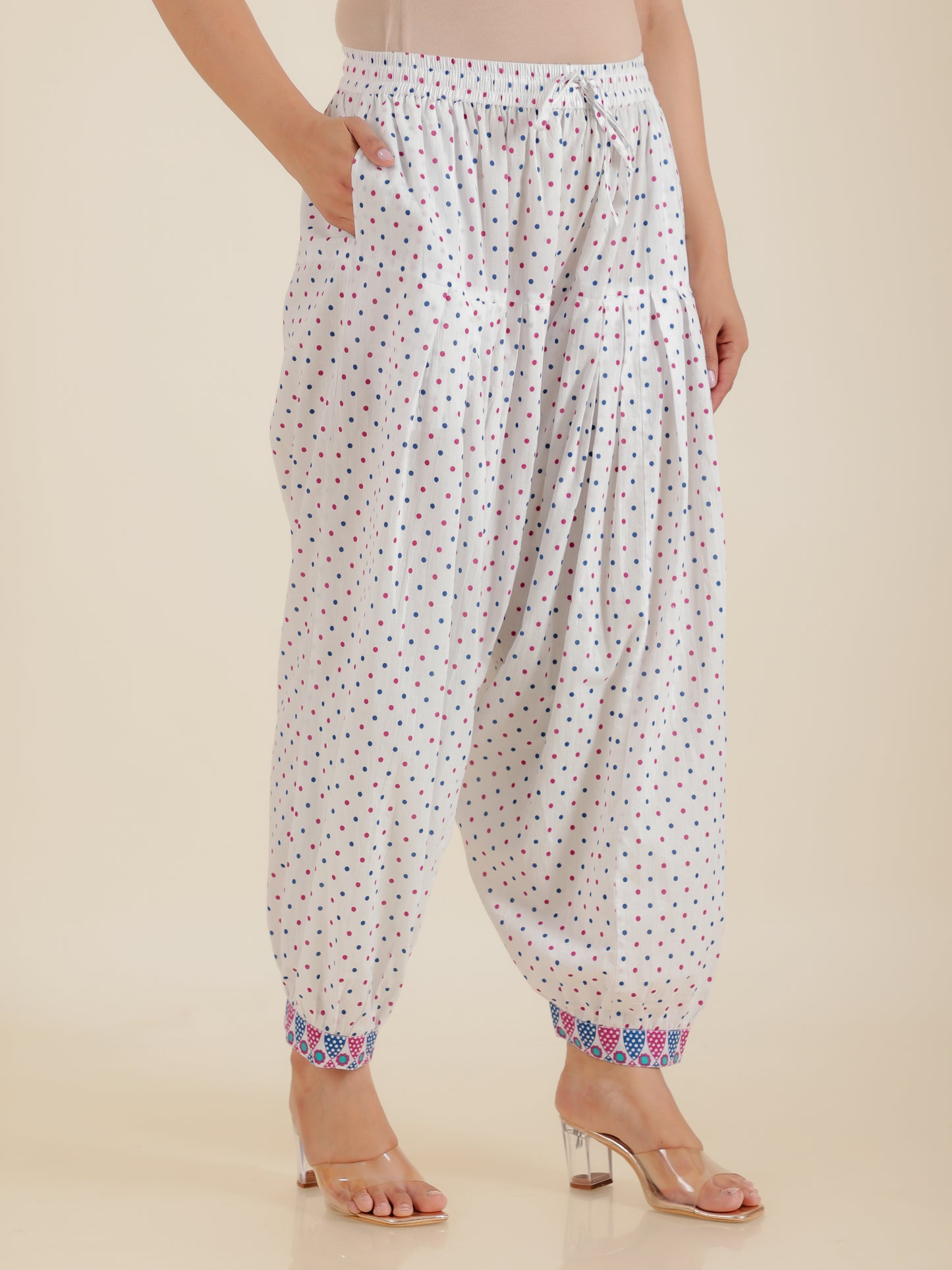 Soft Cotton Polka White Salwar