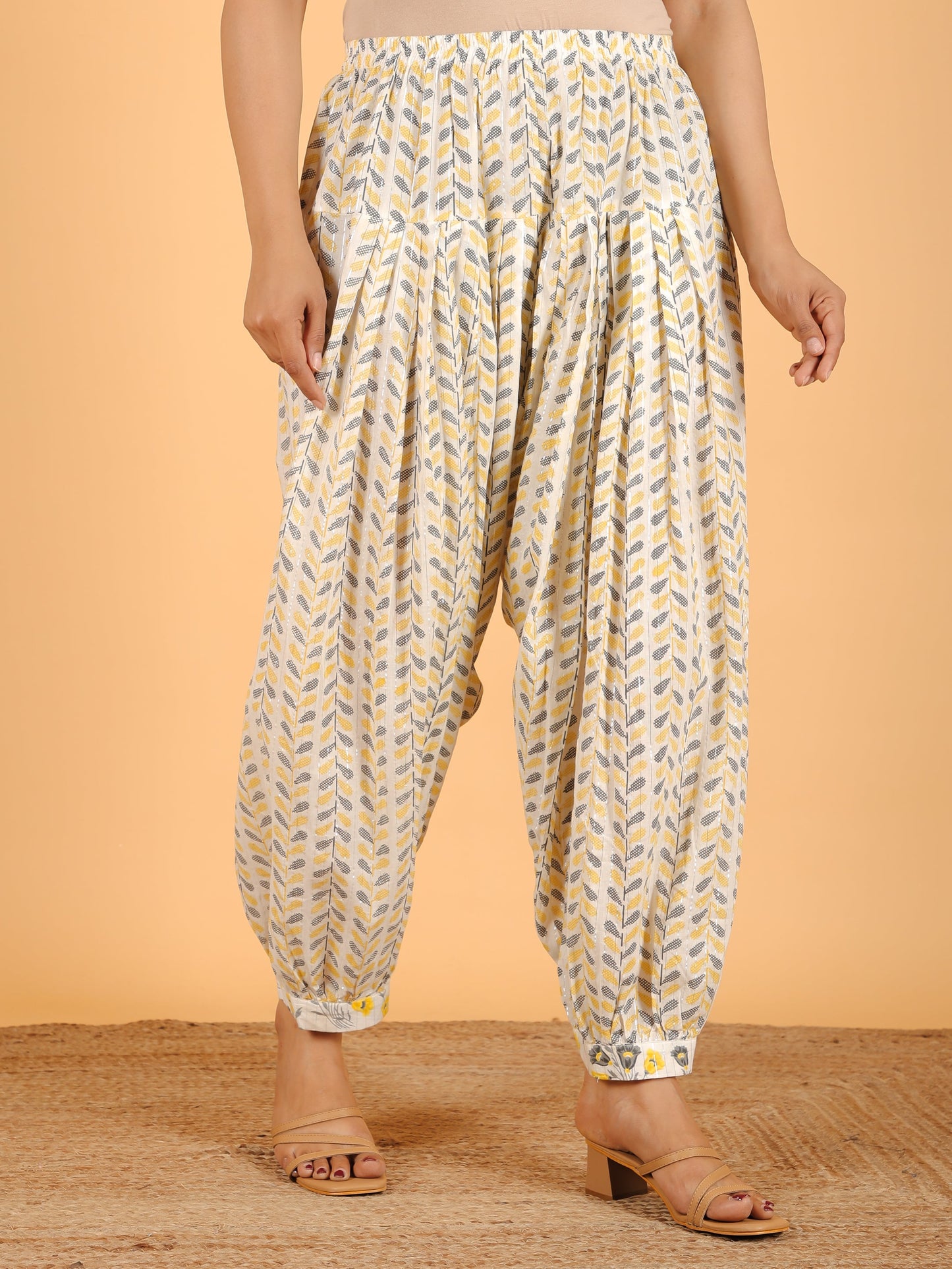 Soft Cotton Striped Cream Salwar