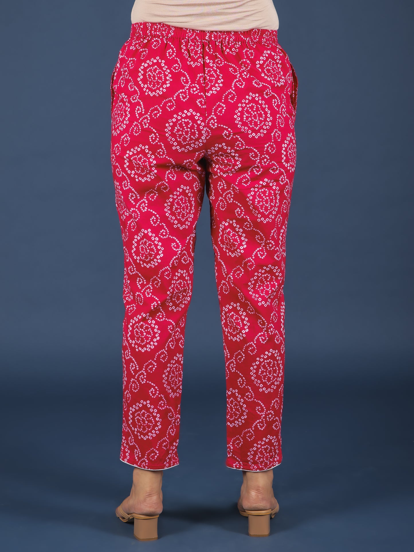 Soft Cotton Bandhani A-line Pink Kurta